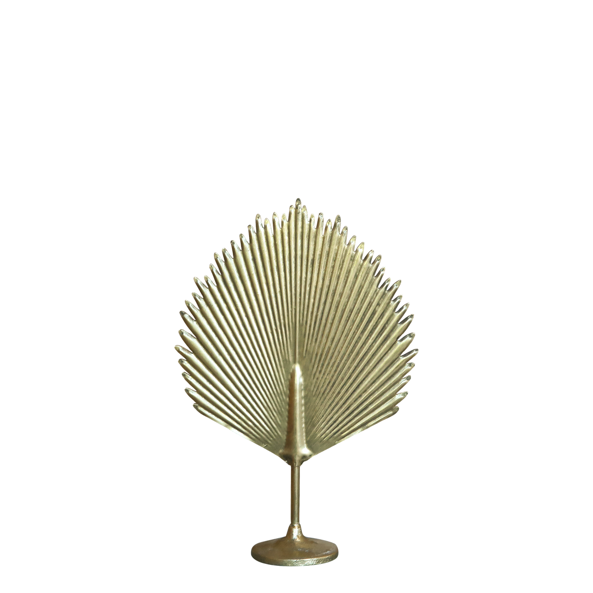 Deko mit Blatt aus Eisen in Antik-Messing, 38 cm hoch
