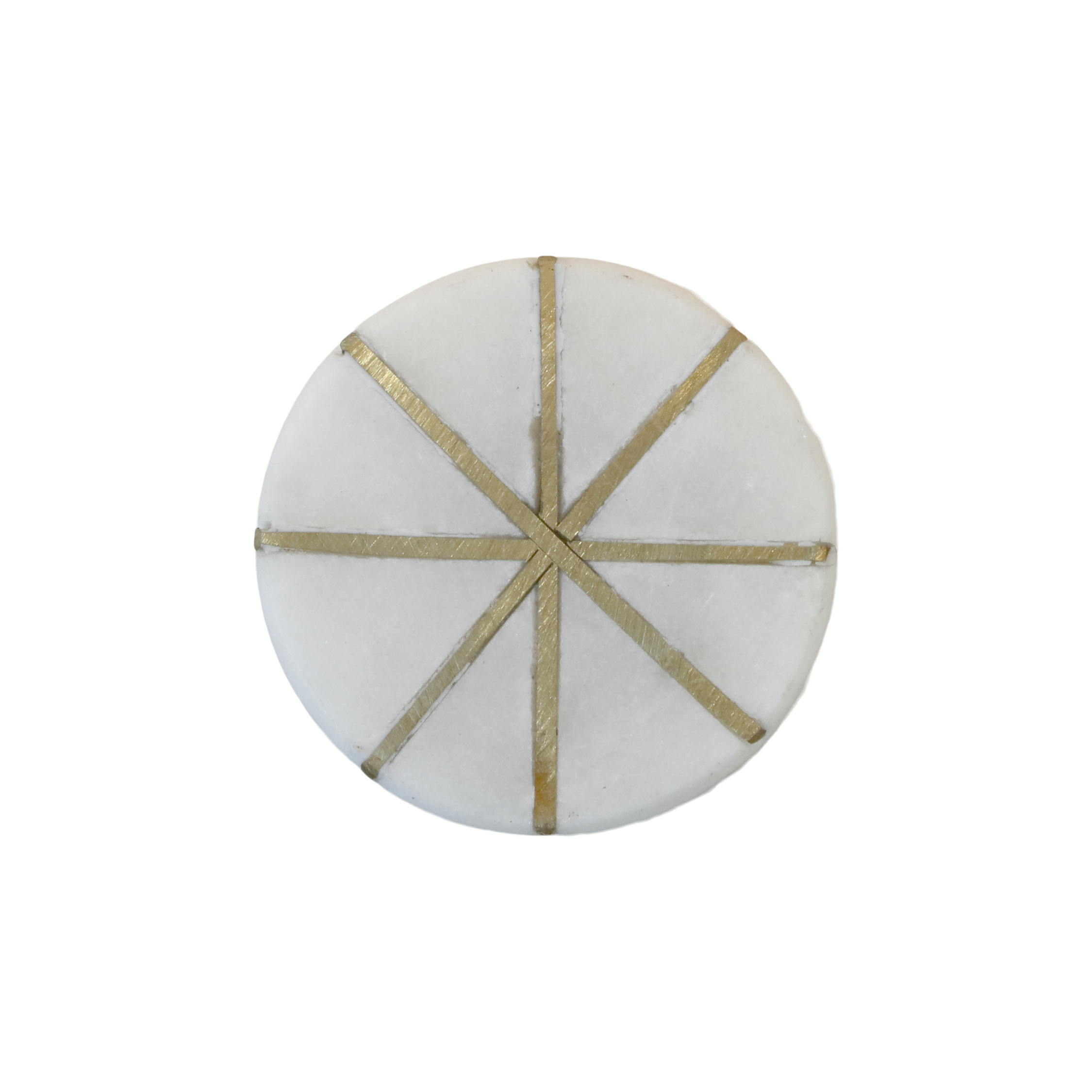 Marmor-Griff mit Messingdetails, 4 cm, weiß