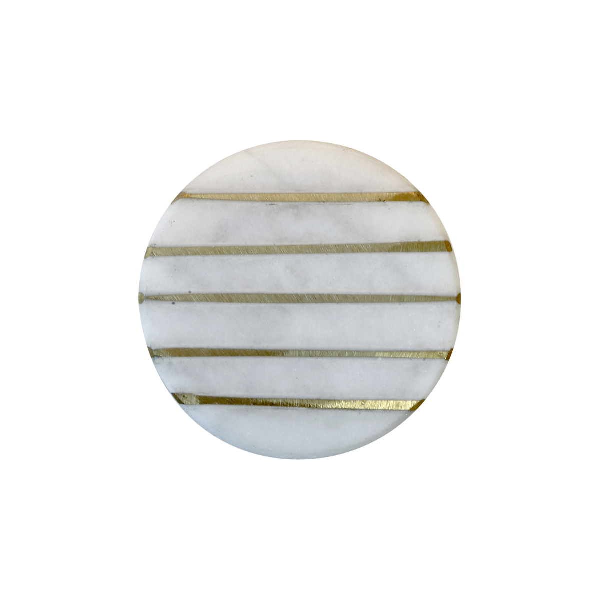 Marmor-Griff mit Messingdetails, weiß, 4 cm Durchmesser