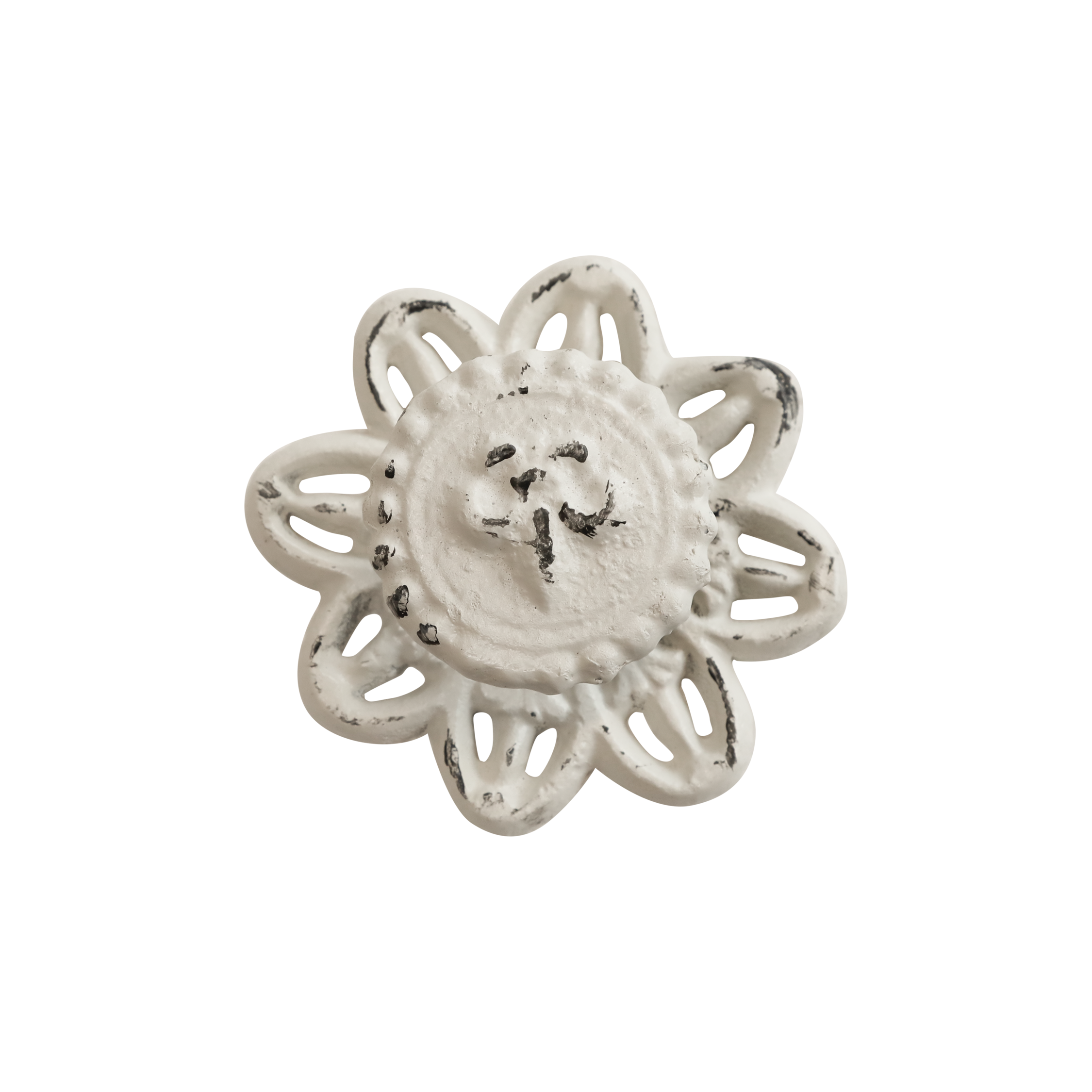 Griff mit französischer Lilie, Eisen, 8 cm, antique creme