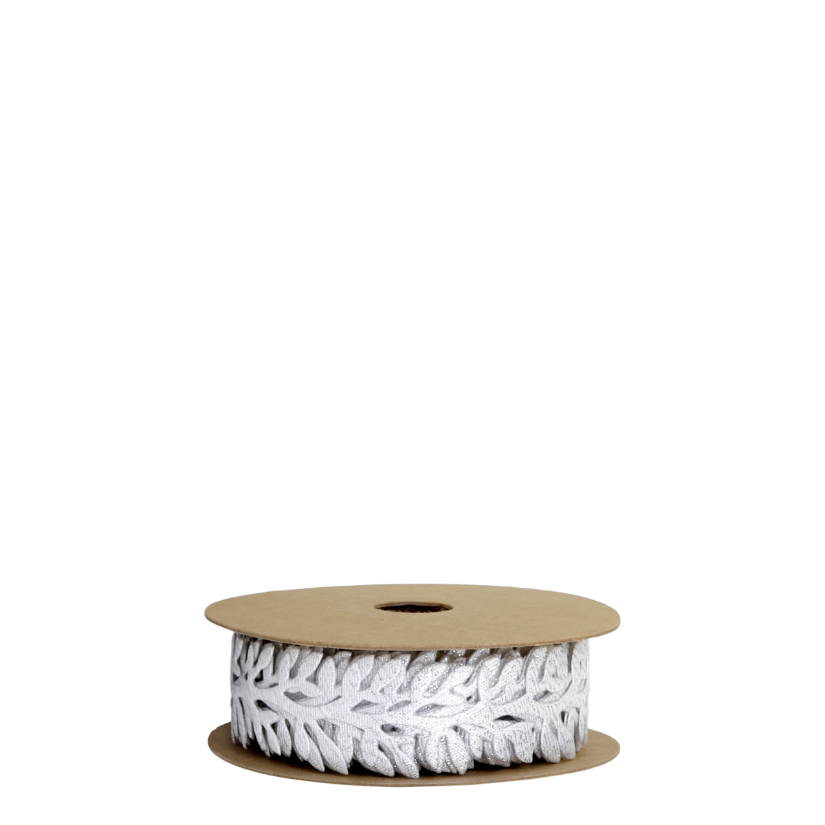 Spitzenband mit Blättern, 5 m, silber glitzer