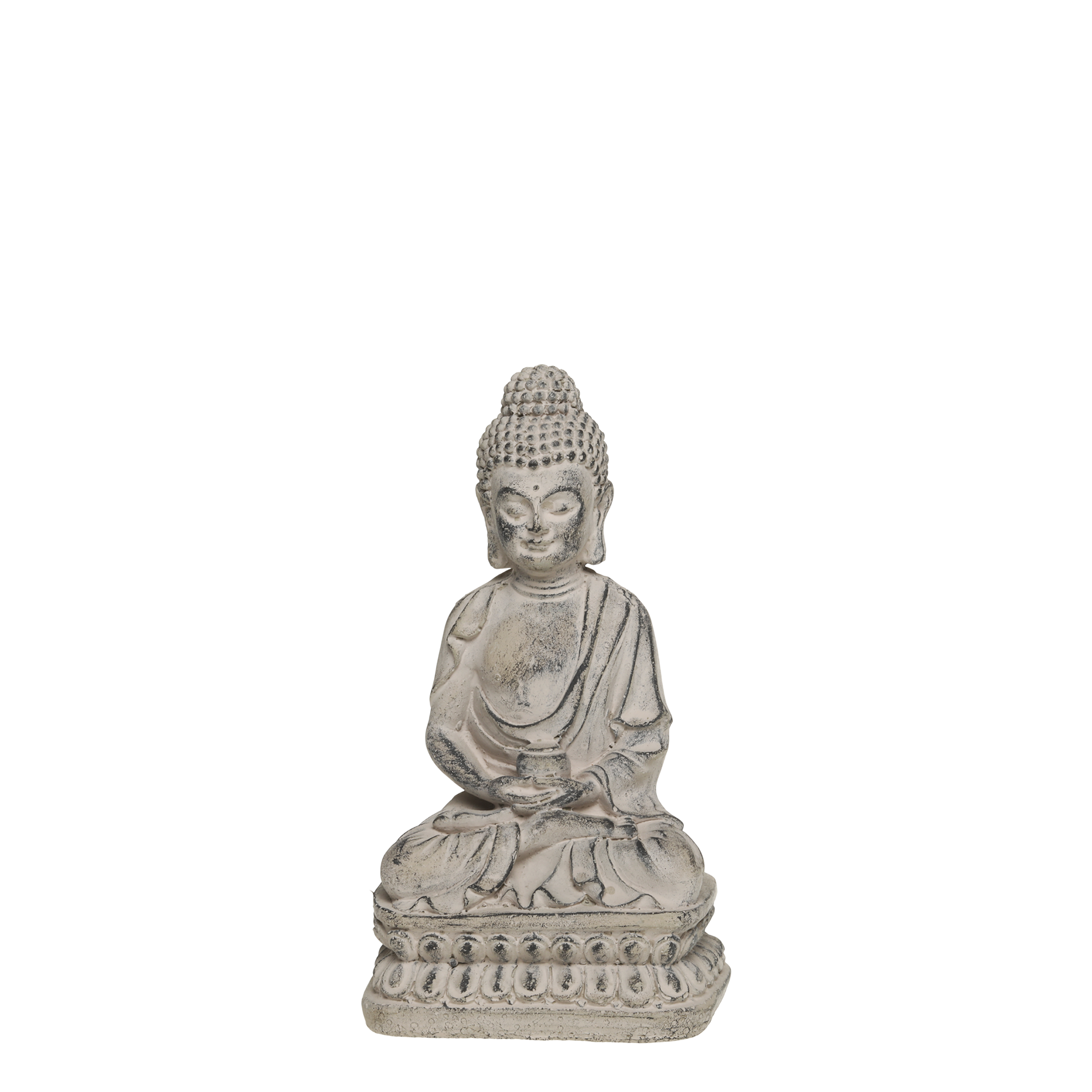 Buddha seated H21/L12.5/W9 cm French grey