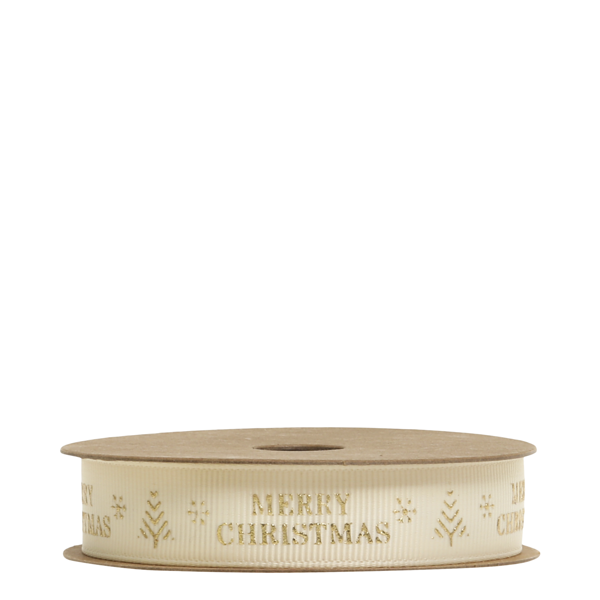 Band mit Merry Christmas, 5 m x 1,5 cm, creme