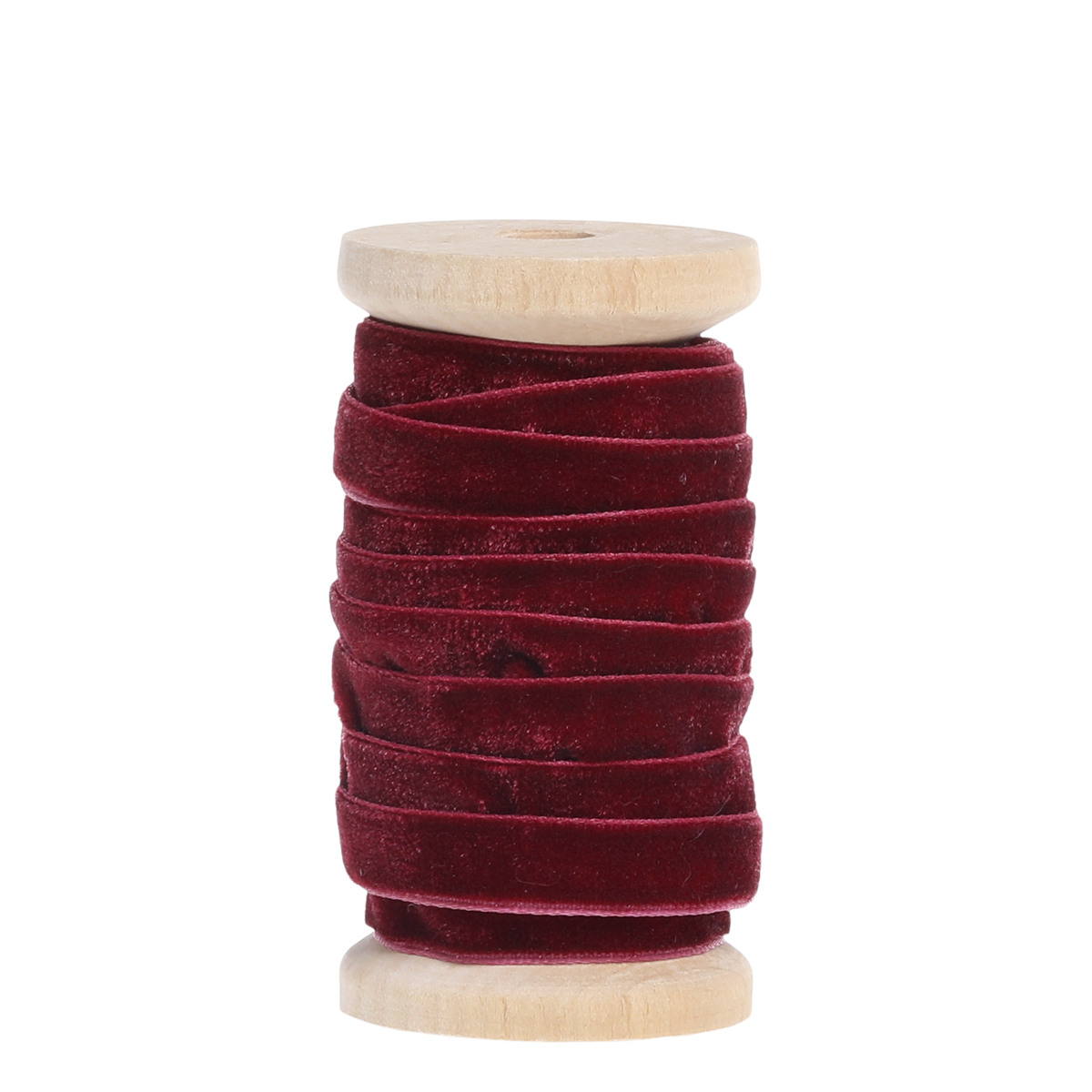 Velourband auf Holzspule, 5 m x 1 cm, antique cherry