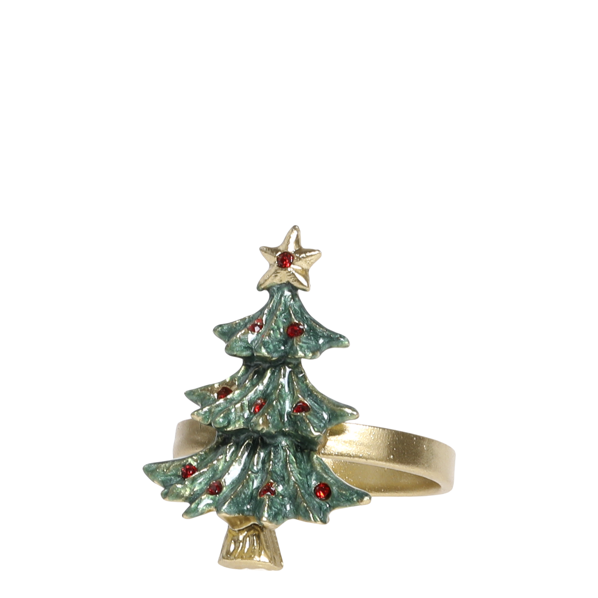 Serviettenring mit Weihnachtsbaum aus Zinn, messingfarben
