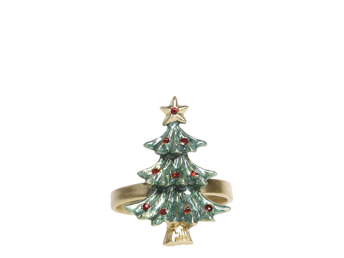 Serviettenring mit Weihnachtsbaum aus Zinn, messingfarben