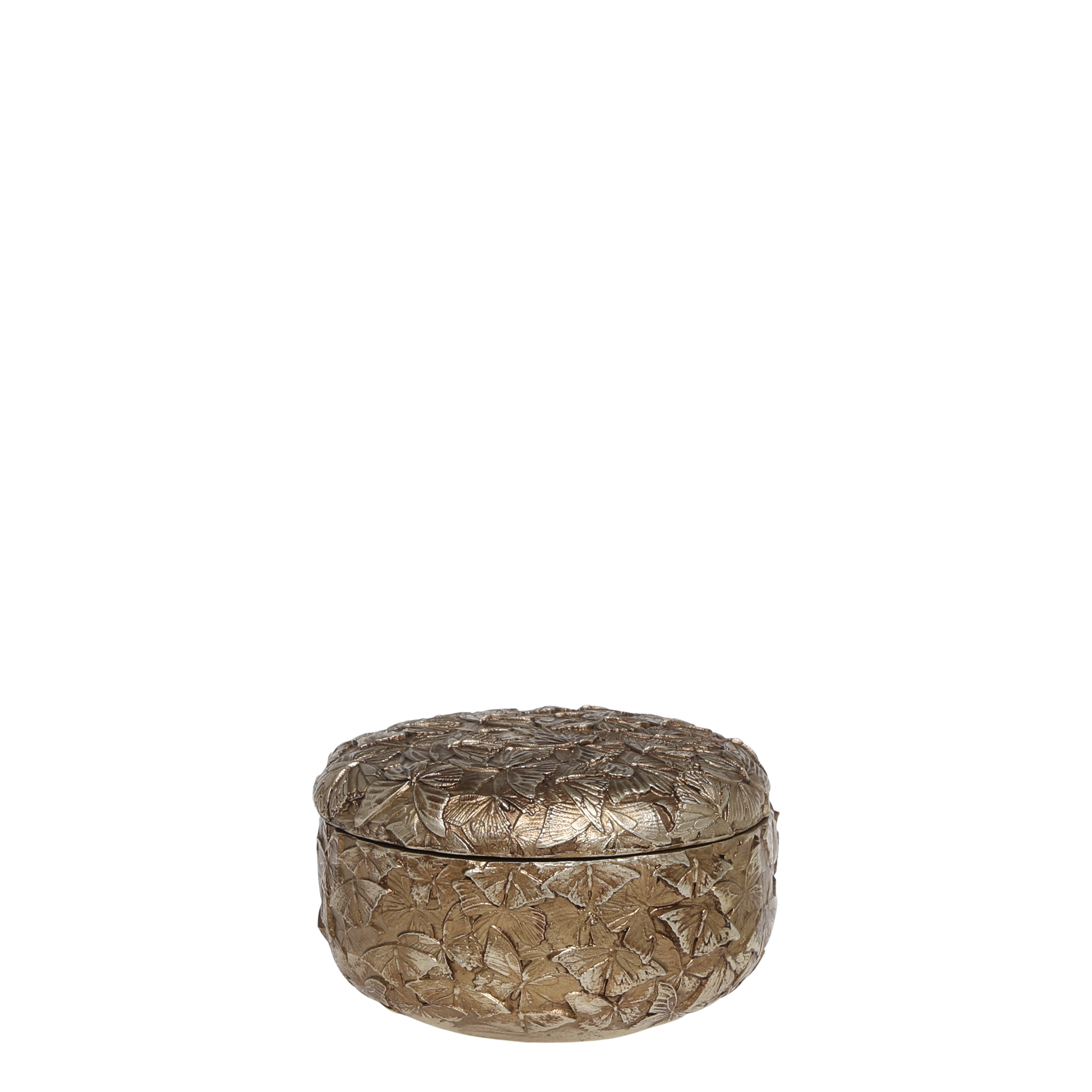 Box w. lid & pattern H7/D11.5 cm antique brass