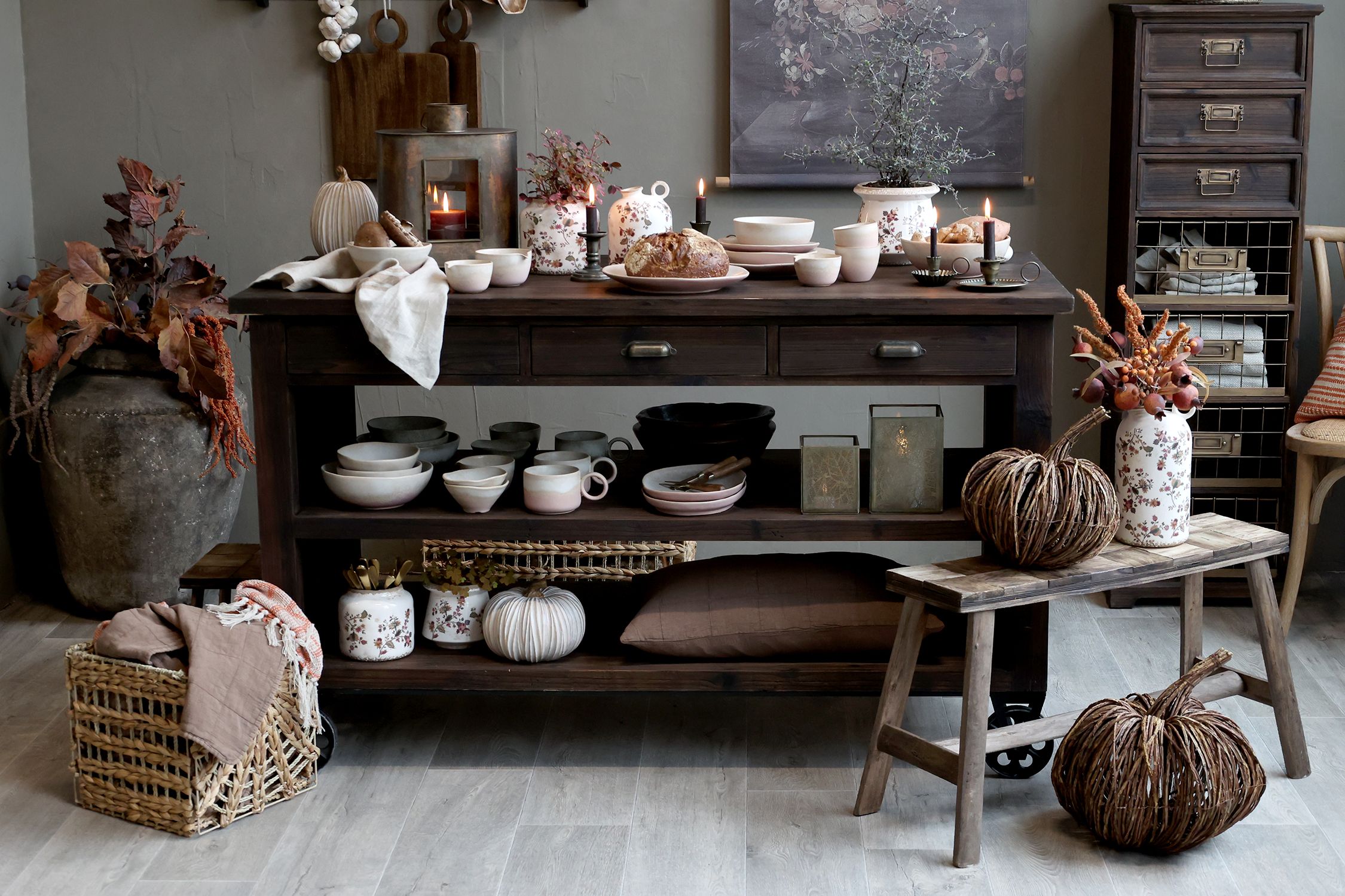 Kürbis aus Rattan und Eisen, 35 cm hoch, natur