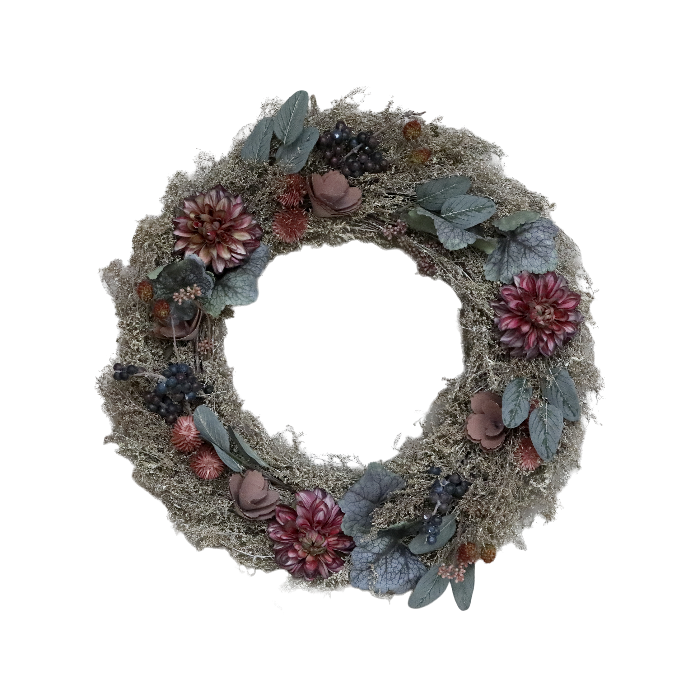 Fleur Kranz mit Blumen, 46 cm, taupe