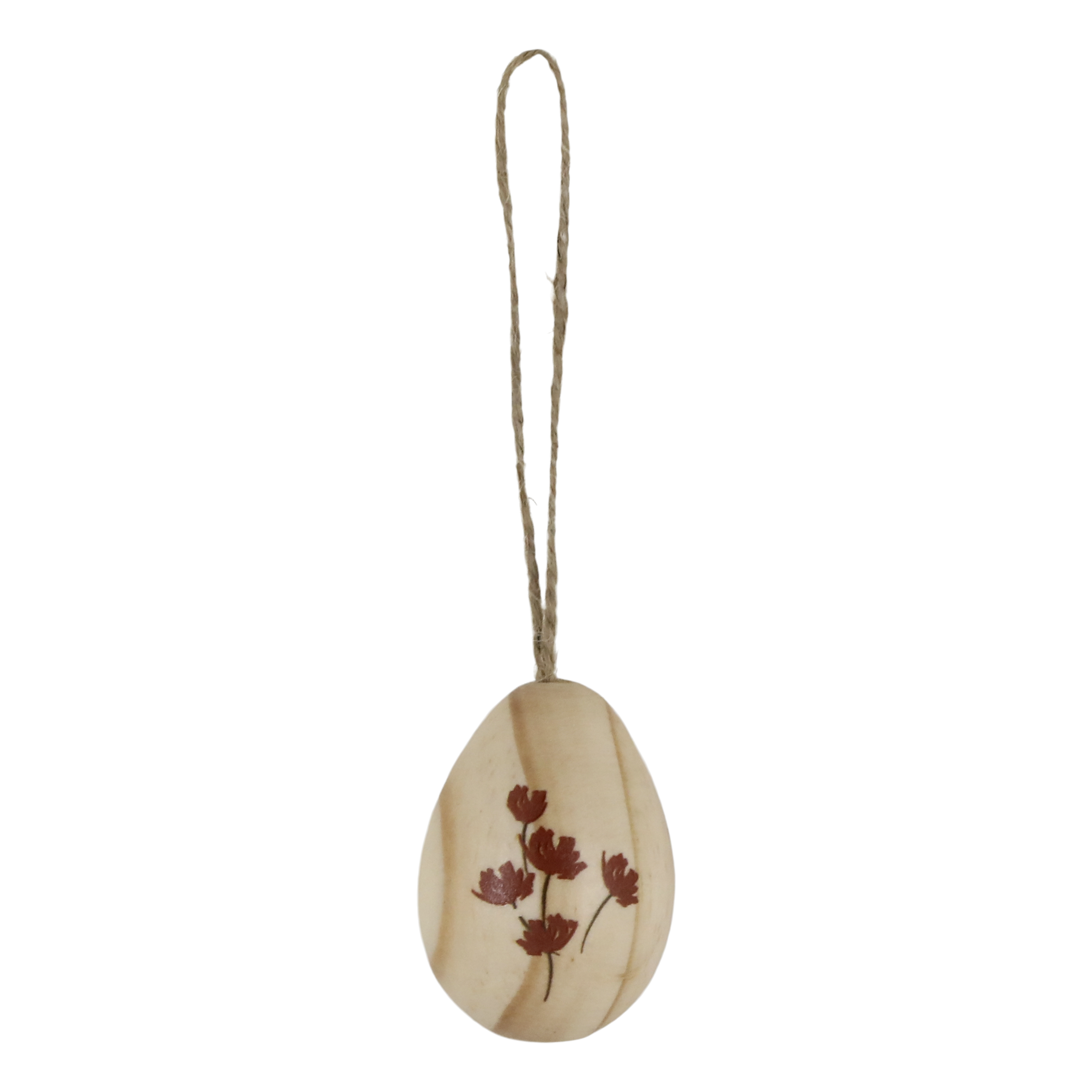 Osterei aus Holz mit Blumen, 5 cm hoch, natur