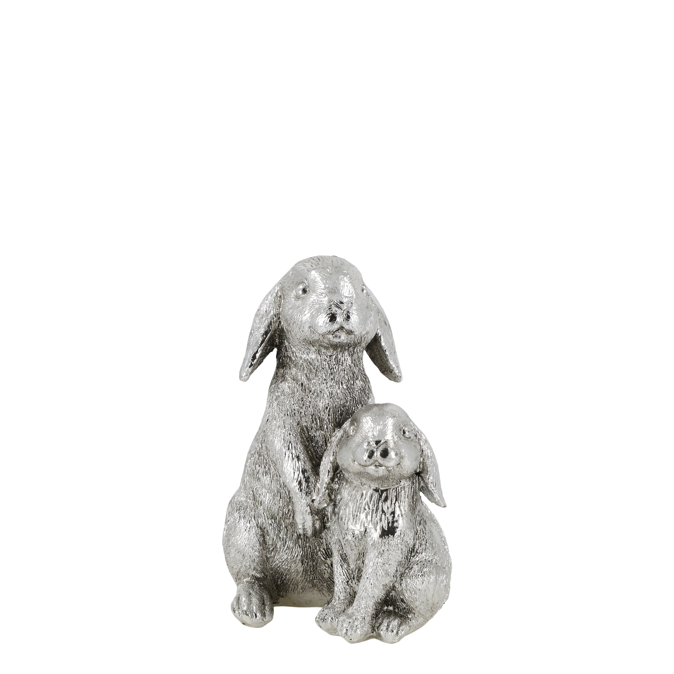 Kaninchen-Figur aus Polyresin in Antik-Silber, 18 cm