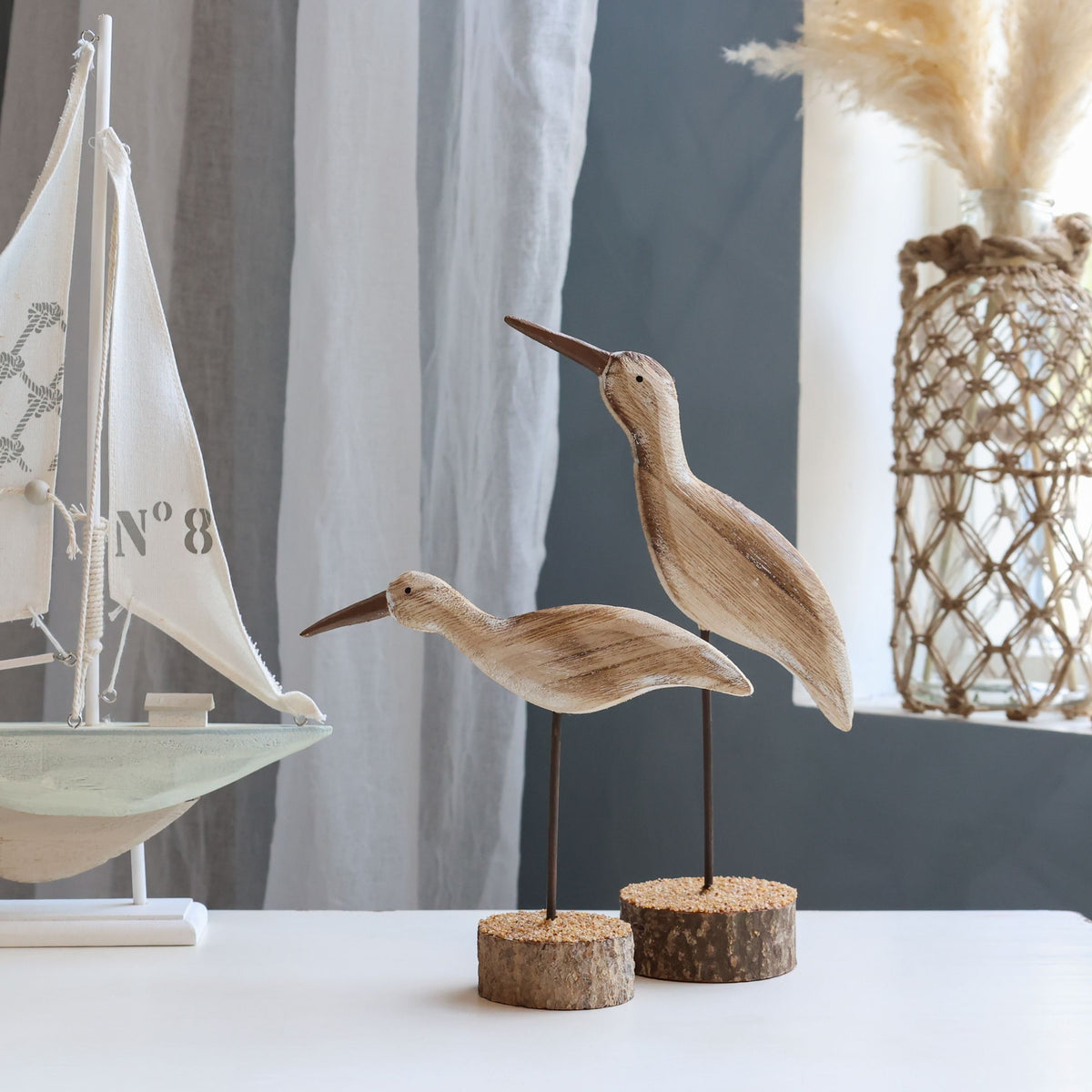 Möwe auf Fuß Set von 2 natur – Deko-Figuren