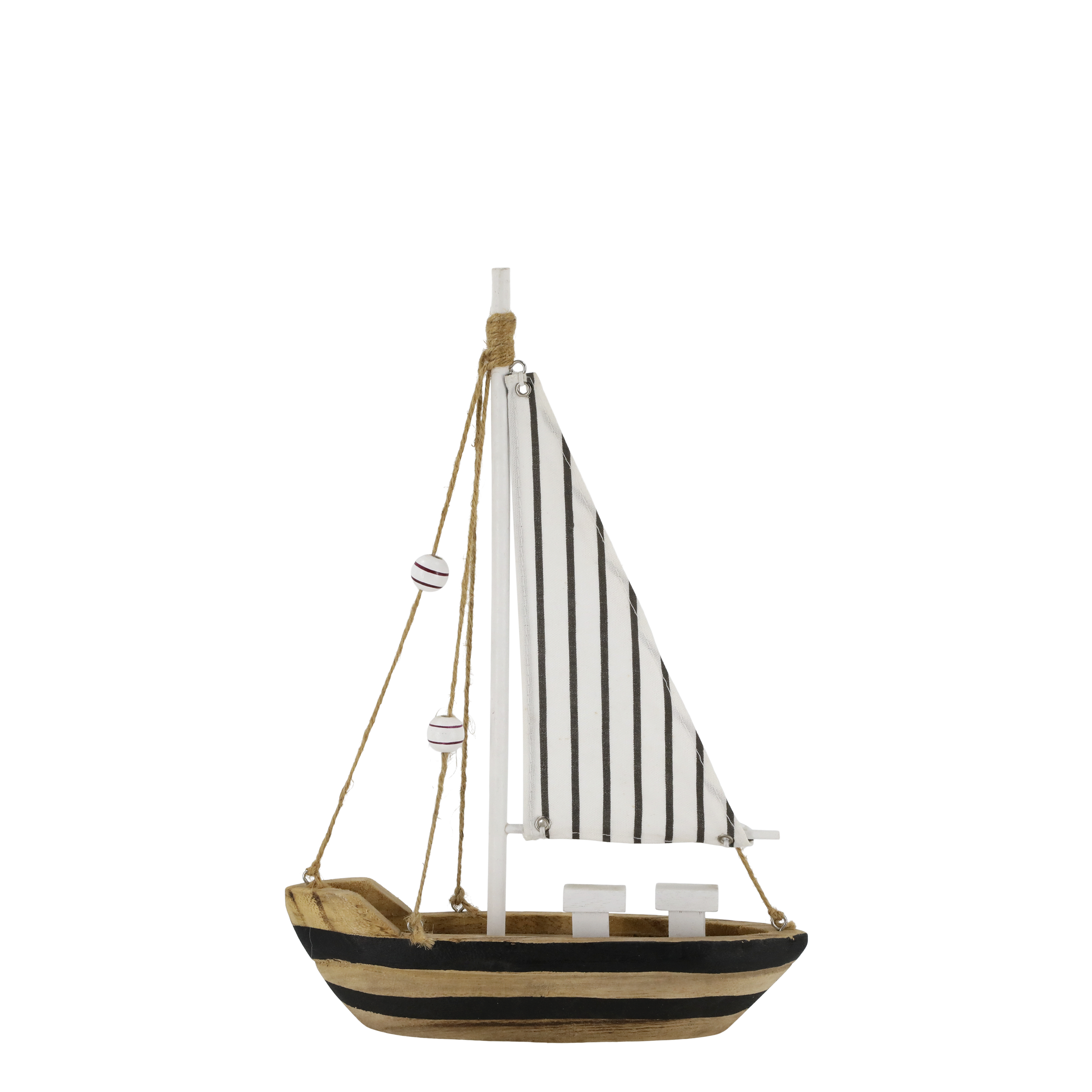 Segelboot Deko aus Kaiserinbaum, 32 cm hoch, schwarz