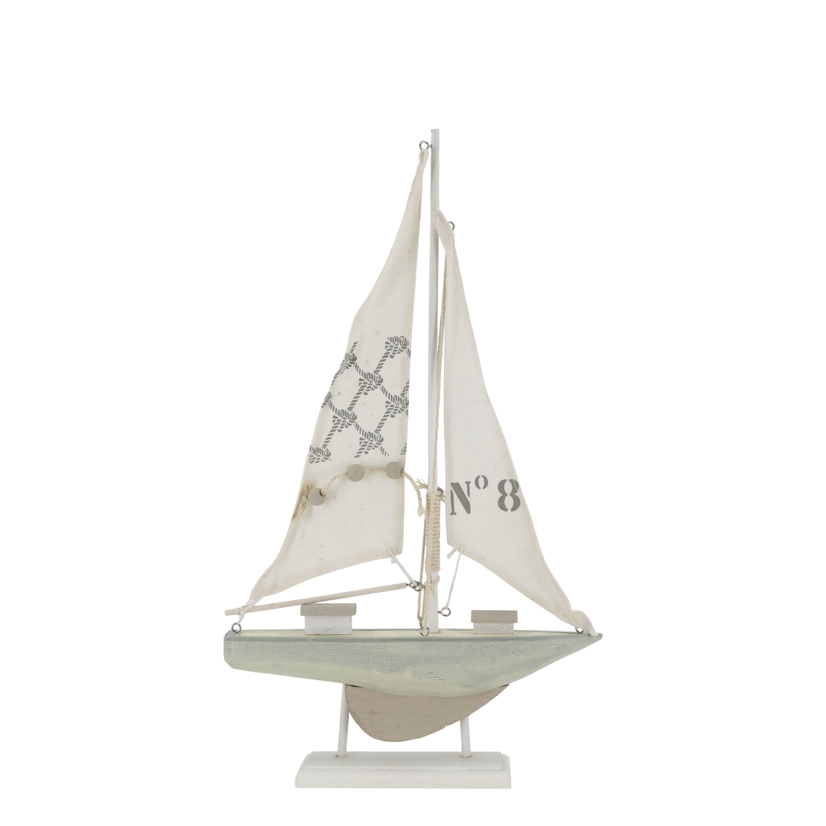 Segelboot-Dekofigur auf Fuß, creme, 42 cm hoch