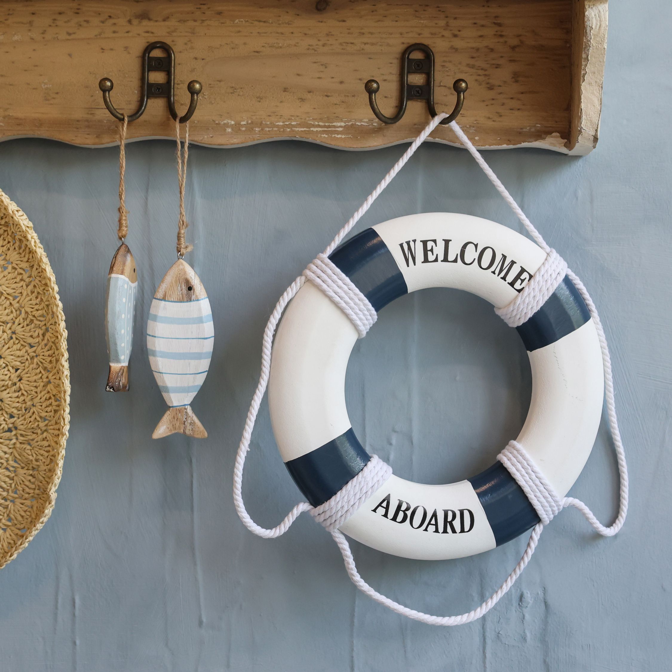 Deko Kranz Rettungsring zum Aufhängen, 27 cm, ocean