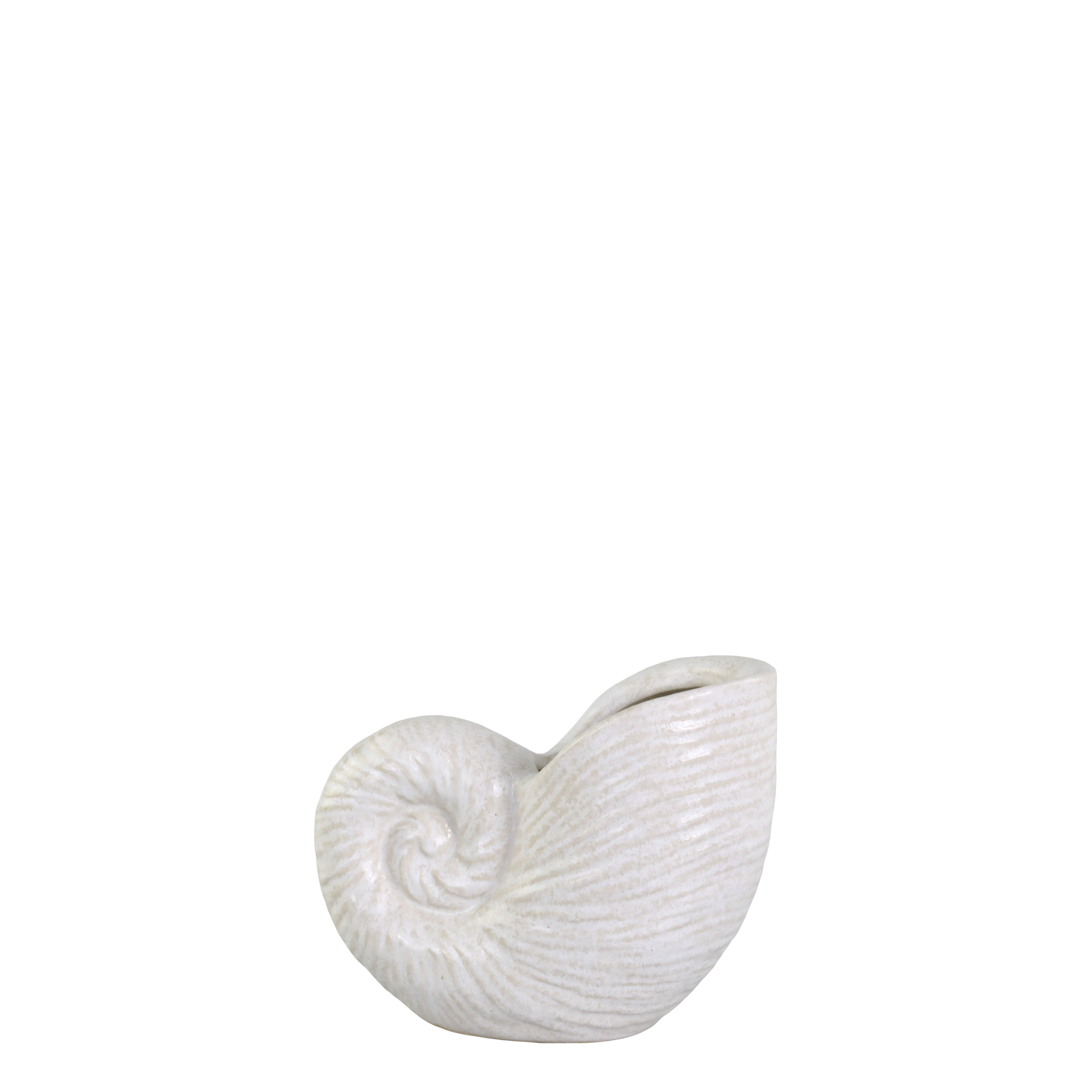Muschel Vase aus Steingut in Antique Creme - 17 cm lang