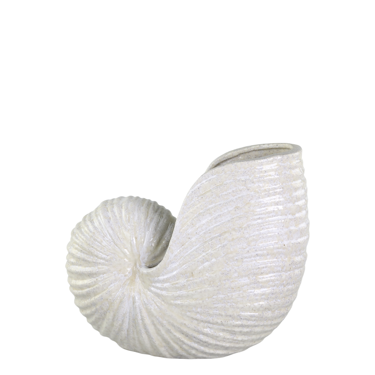 Muschel Vase aus Steingut in Antique Creme