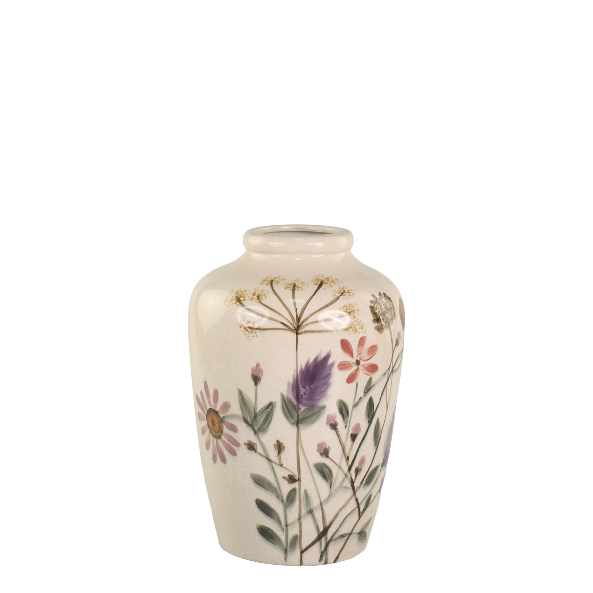 Vase mit Blumenmotiv, 30 cm hoch, creme