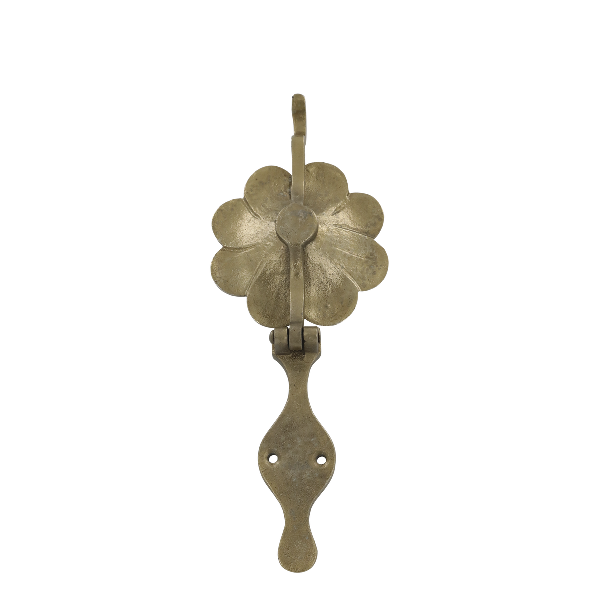 Türklopfer mit Blumenmotiv aus Messing und Eisen, antik