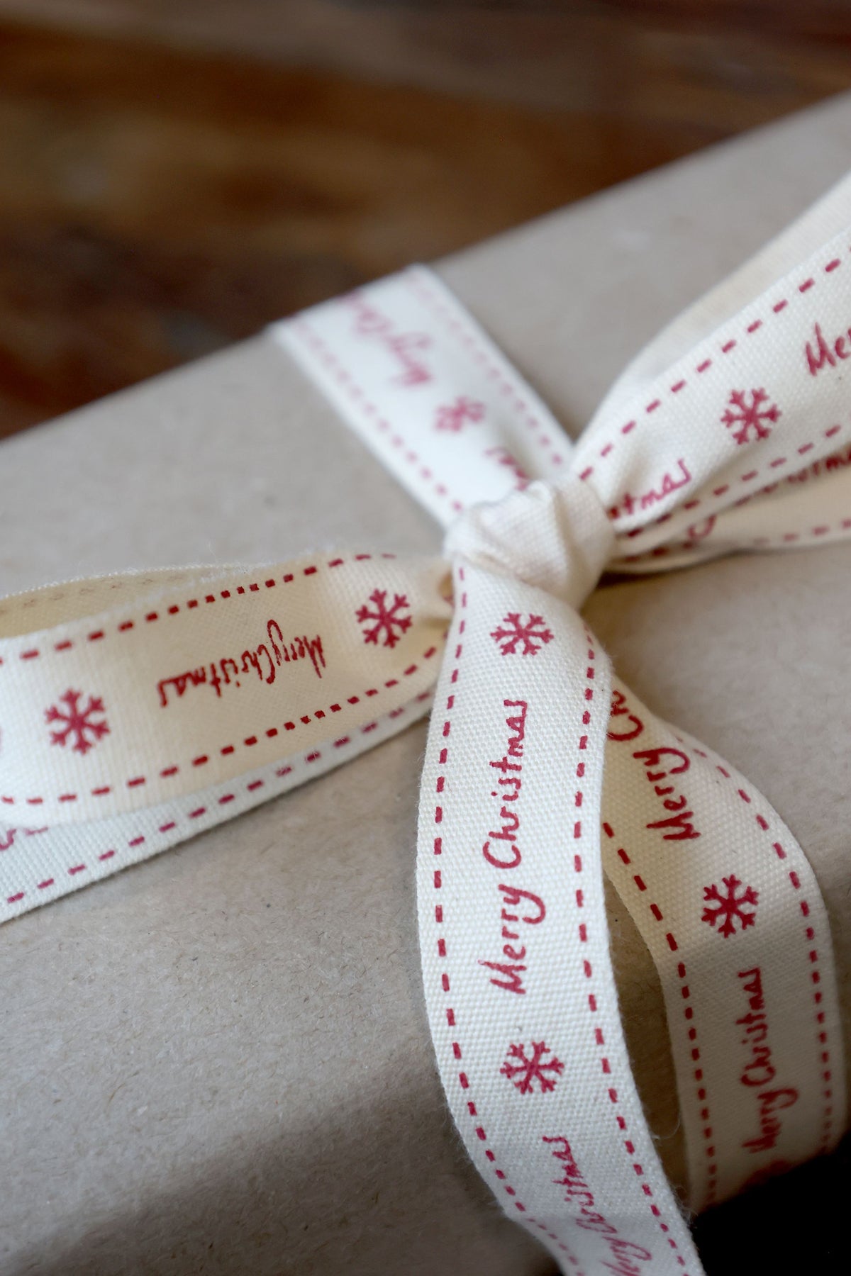 Baumwollband Merry Christmas 5 m x 1,5 cm creme