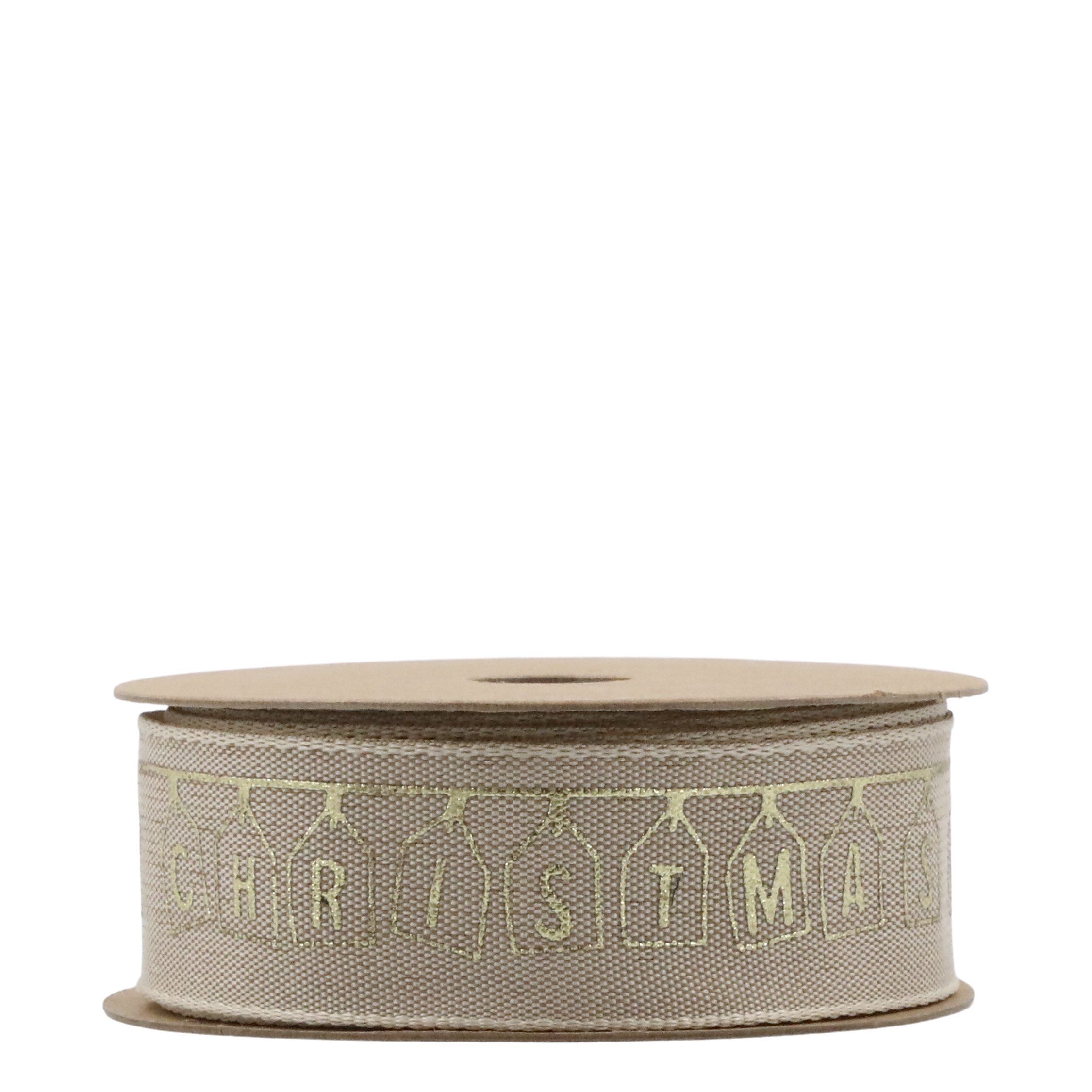 Band mit Merry Christmas, 5 m x 2,5 cm, Leinenoptik
