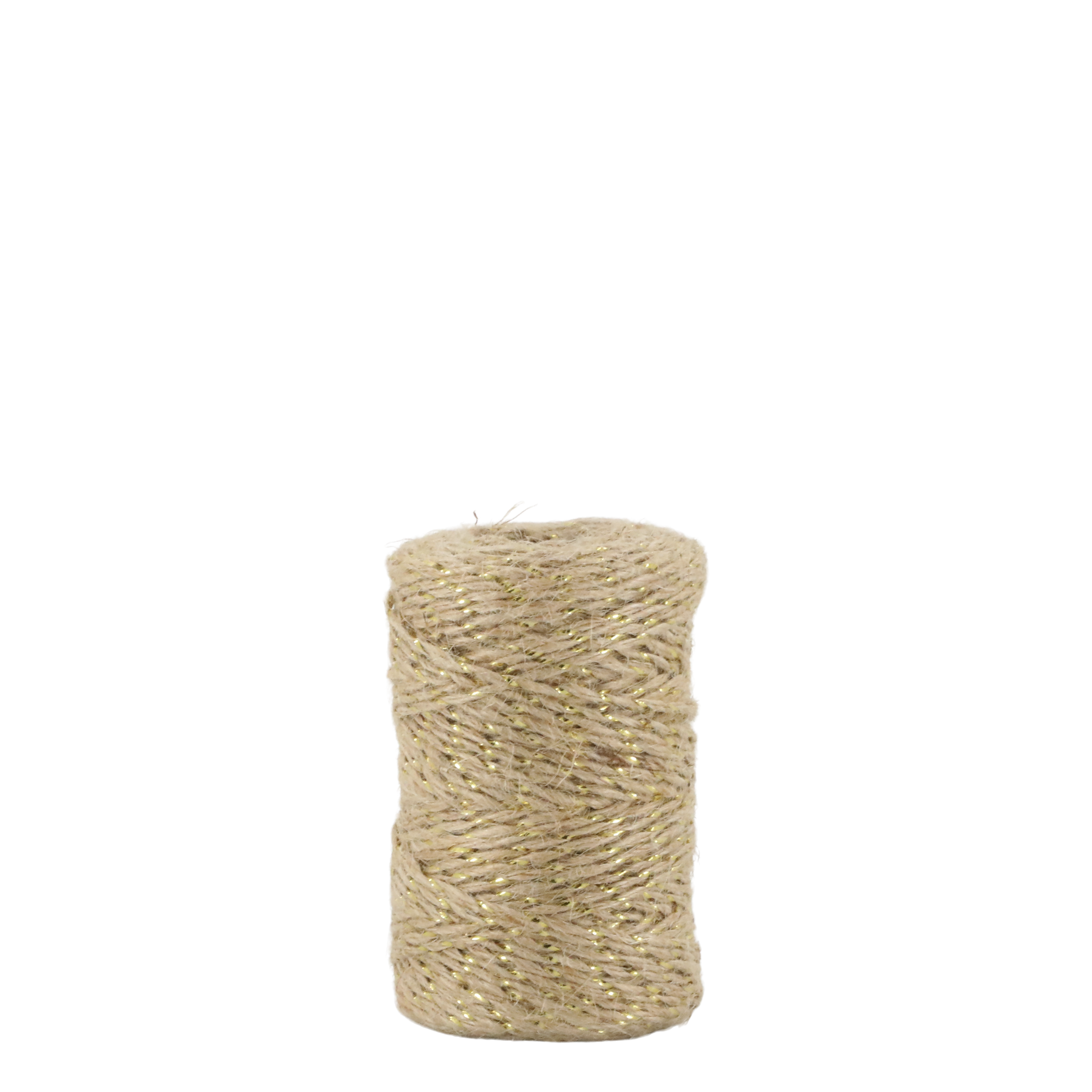 Juteband mit Golddraht, 50 m, creme
