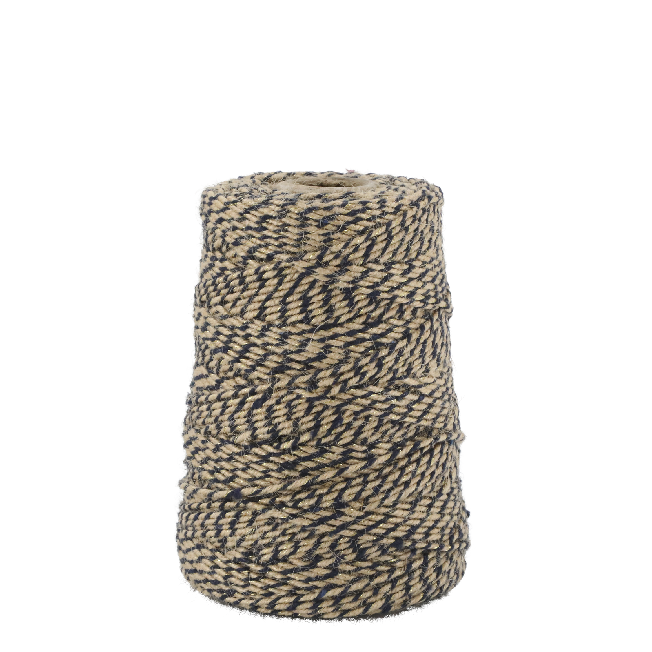 Juteband mit Golddraht, 160 m, ocean/beige