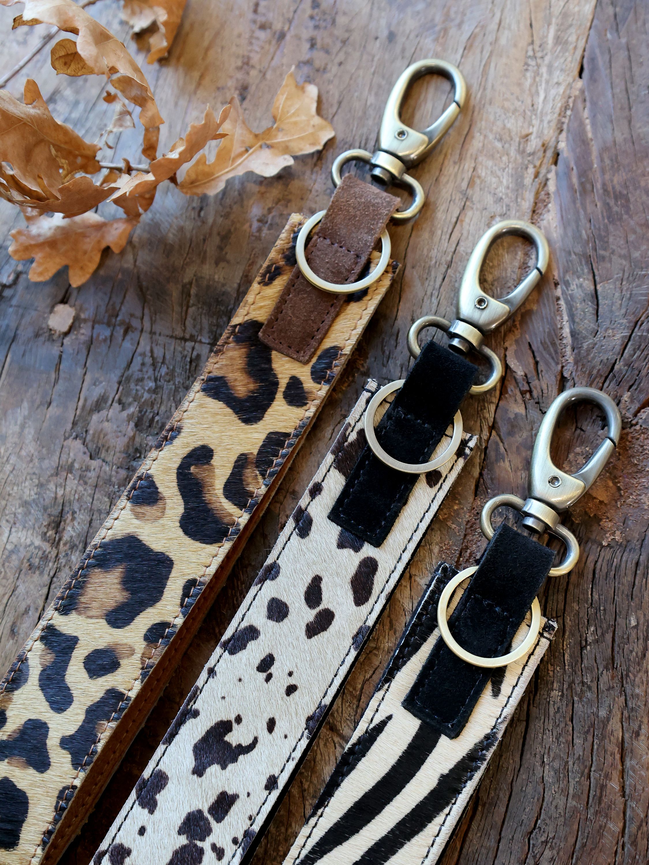 Leder Schlüsselanhänger mit Zebradrück, 28,5 cm