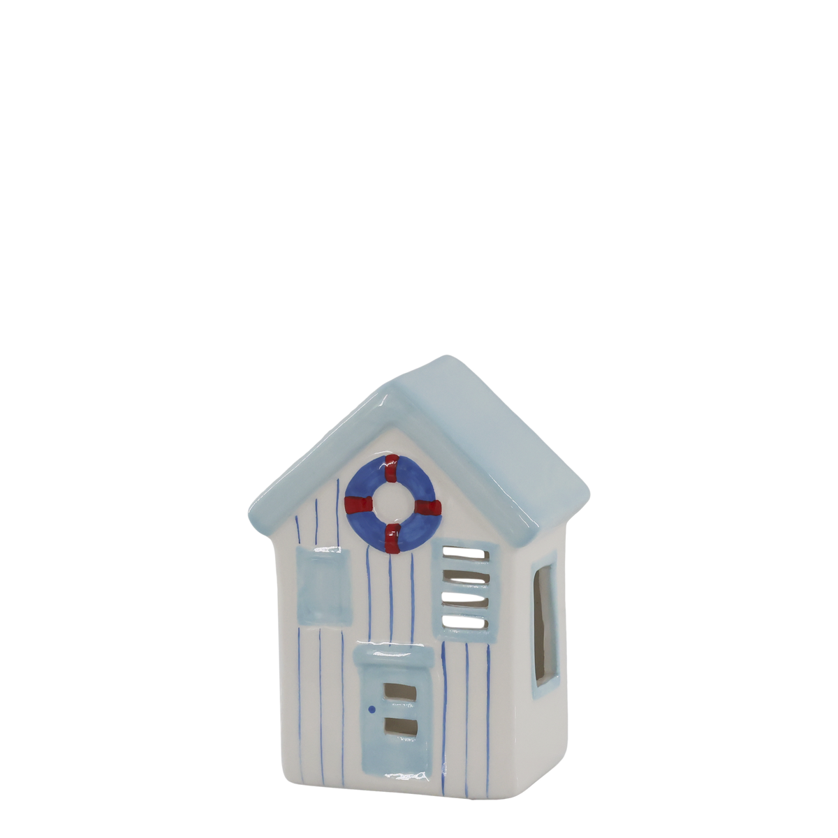Strandhaus Deko-Figur aus Keramik, 11,5 cm hoch, sky blue