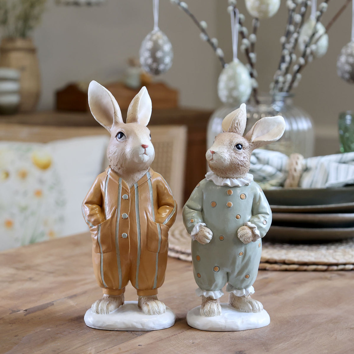 Kaninchen mit Pyjama Set von 2 – Deko-Figuren