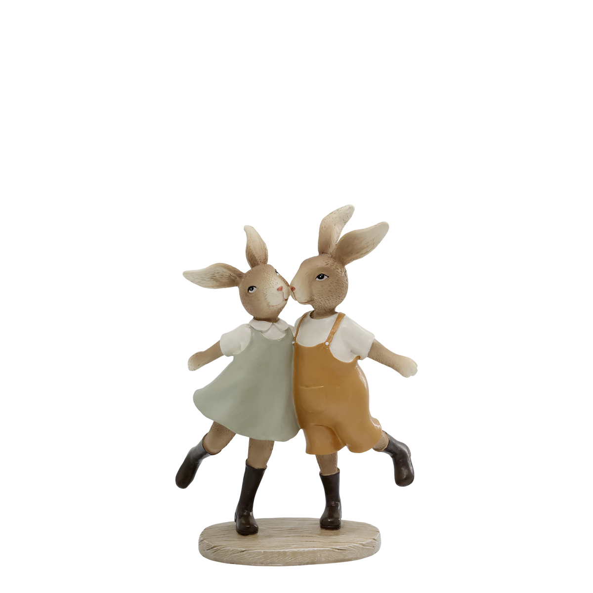 Kaninchenfigur mit Kleid und Hose aus Polyresin, 21 cm