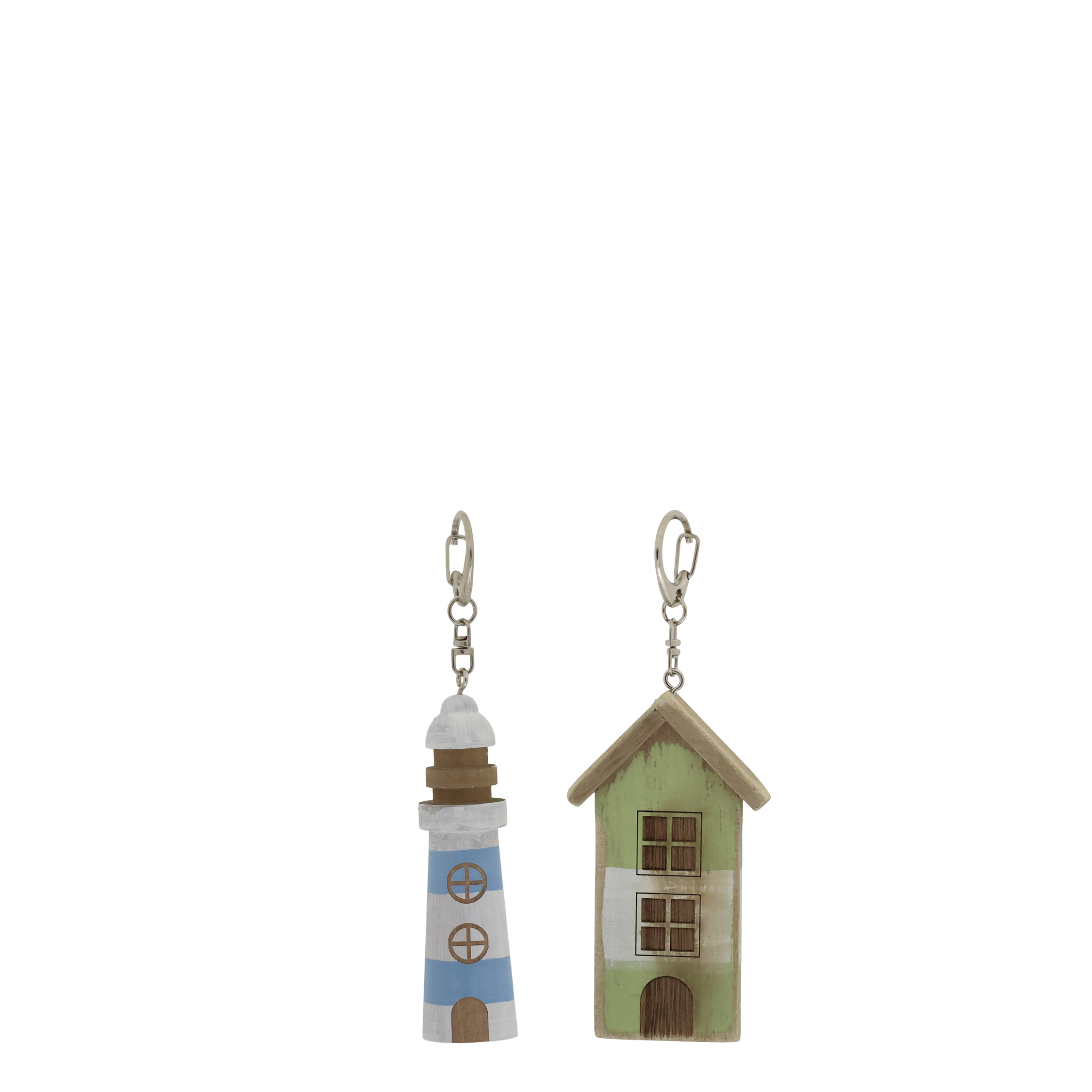 Schlüsselanhänger Set aus Kaiserinbaum und Eisen, blau/grün