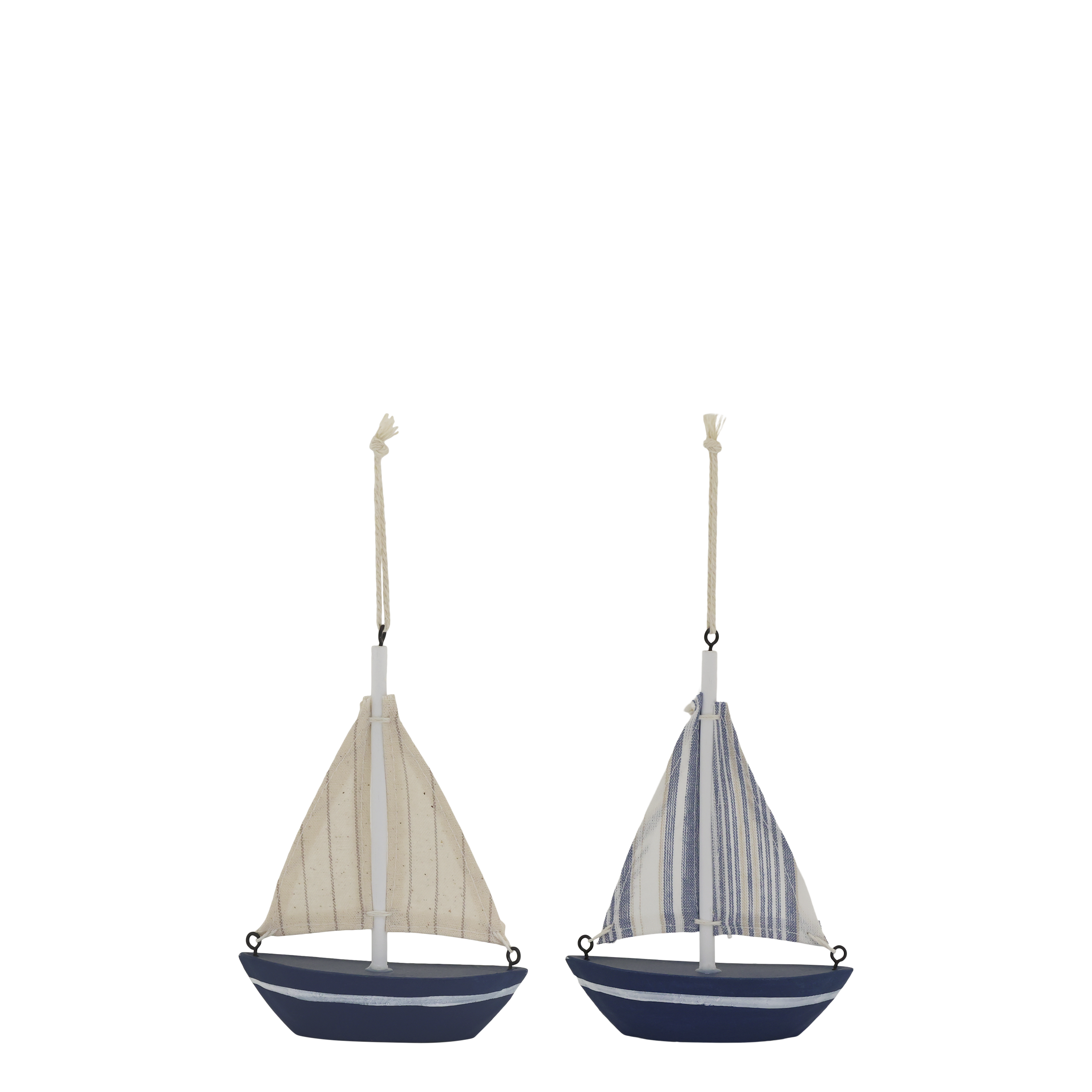 Segelboot Deko aus Holz und Stoff, 2er Set, 15 cm hoch