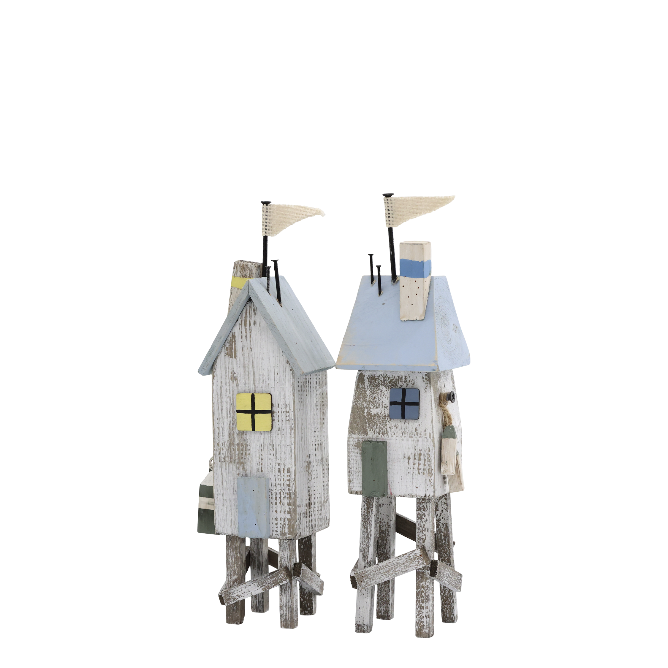 Strandhaus mit Flagge – Deko-Figuren aus Holz, 28 cm