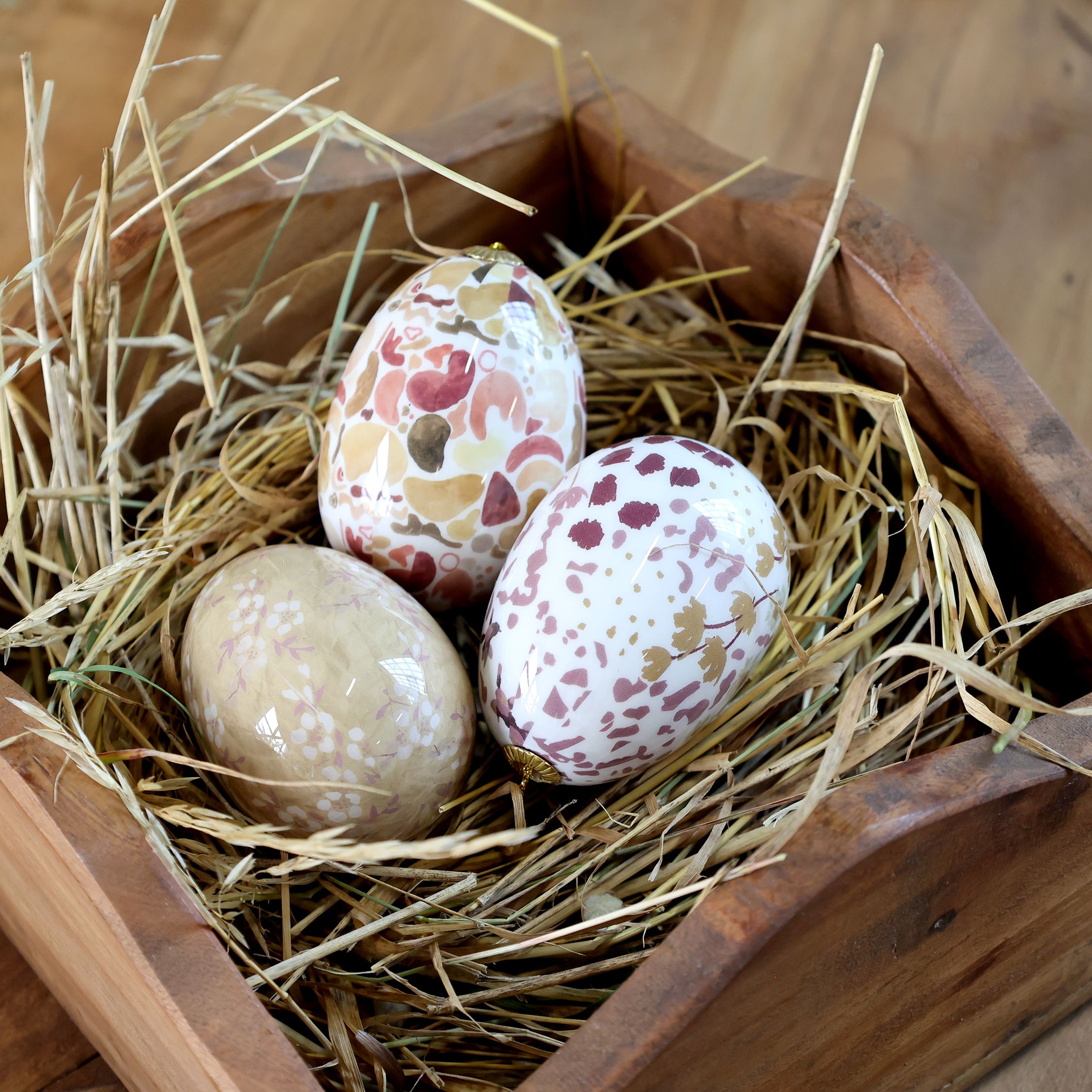 Osterei mit Blumen Set von 3 – Deko in Frühlingsfarben