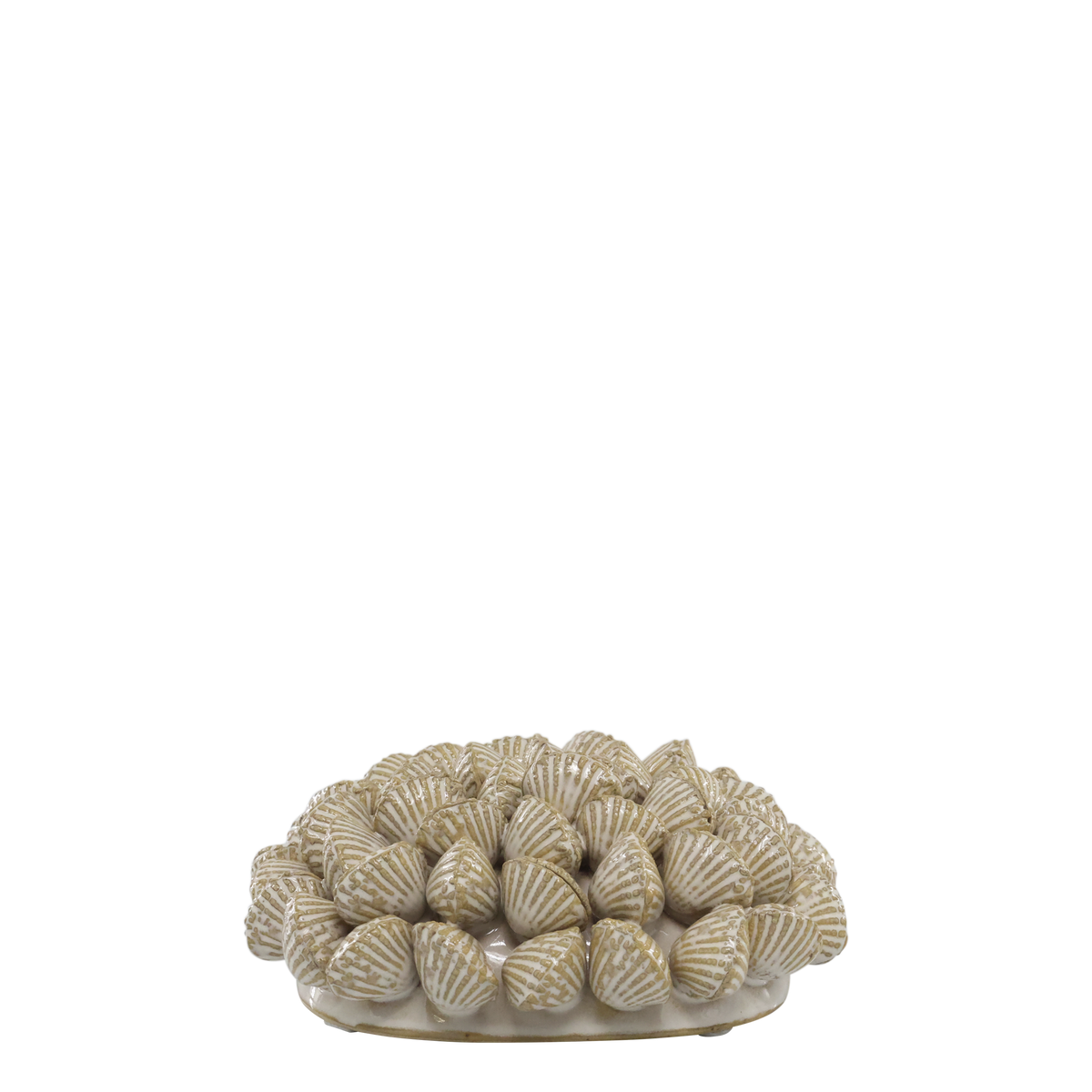 Muscheln Deko aus Steingut, 14,5 cm, creme