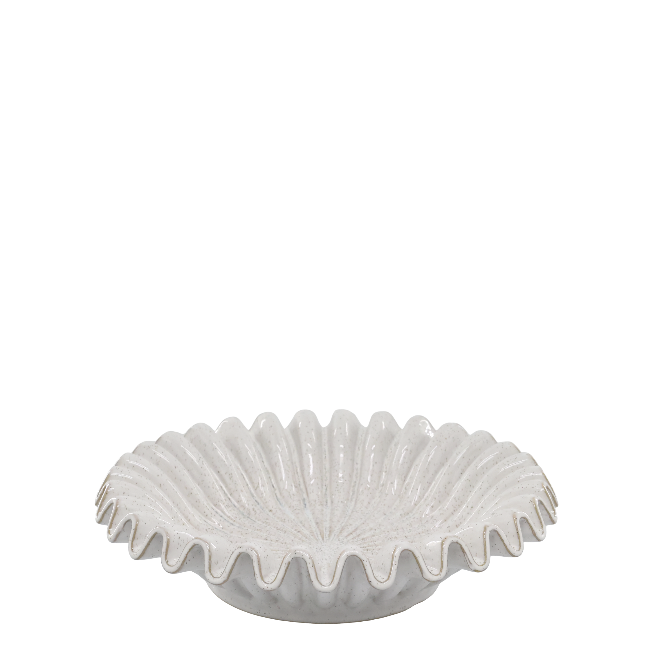 Tray w. reeded edge H8.5/D35 cm antique cream