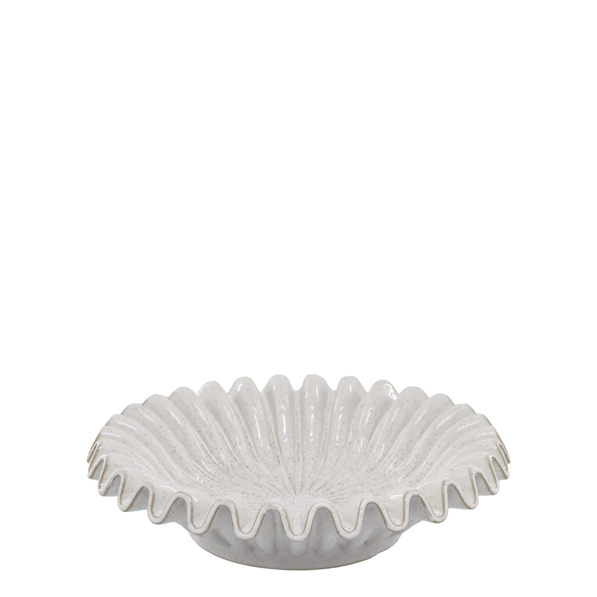 Tablett mit geriffelter Kante, Steingut, 35 cm, creme