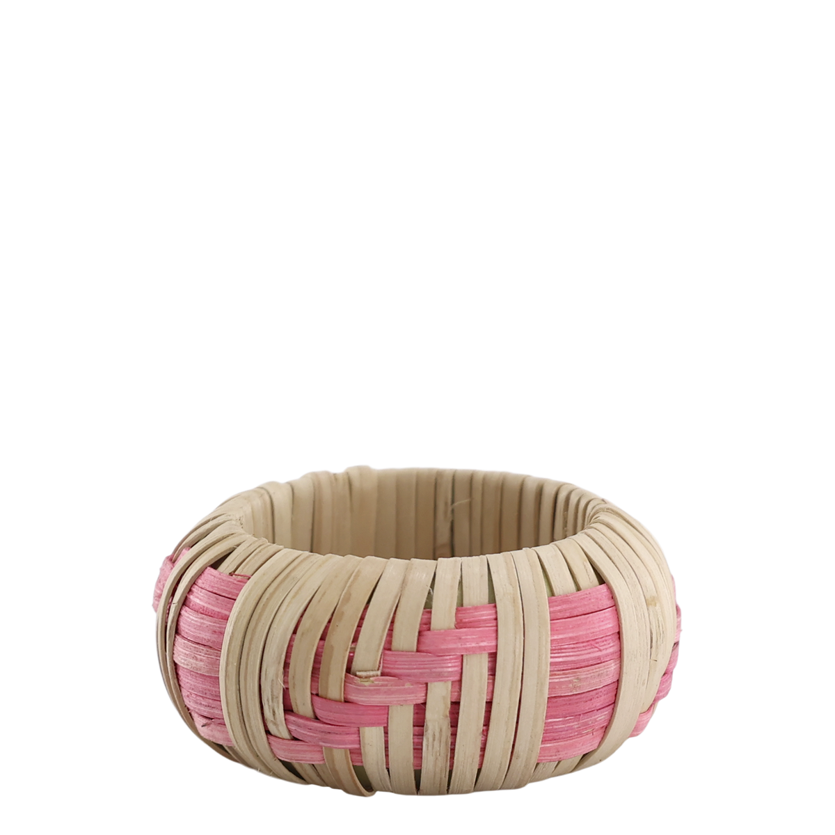 Serviettenring geflochten aus Jute, rosa und natur