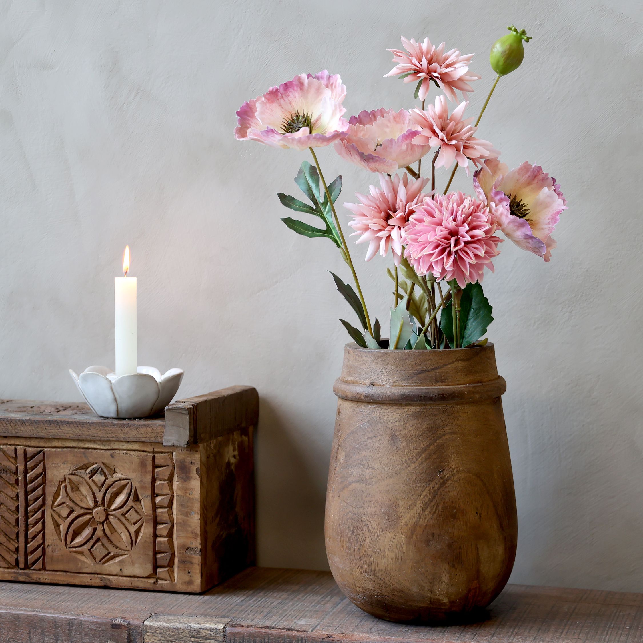 Grimaud Vase aus Recyclingholz, 23 cm hoch, natur