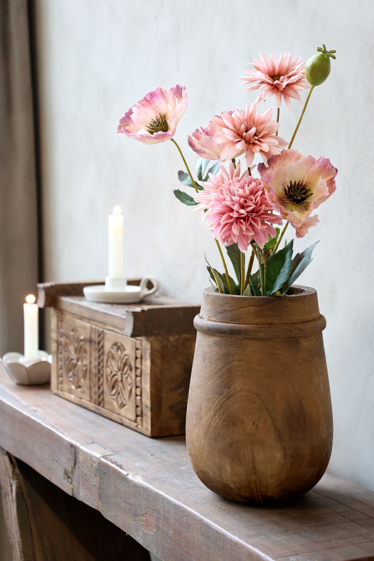 Grimaud Vase aus Recyclingholz, 23 cm hoch, natur