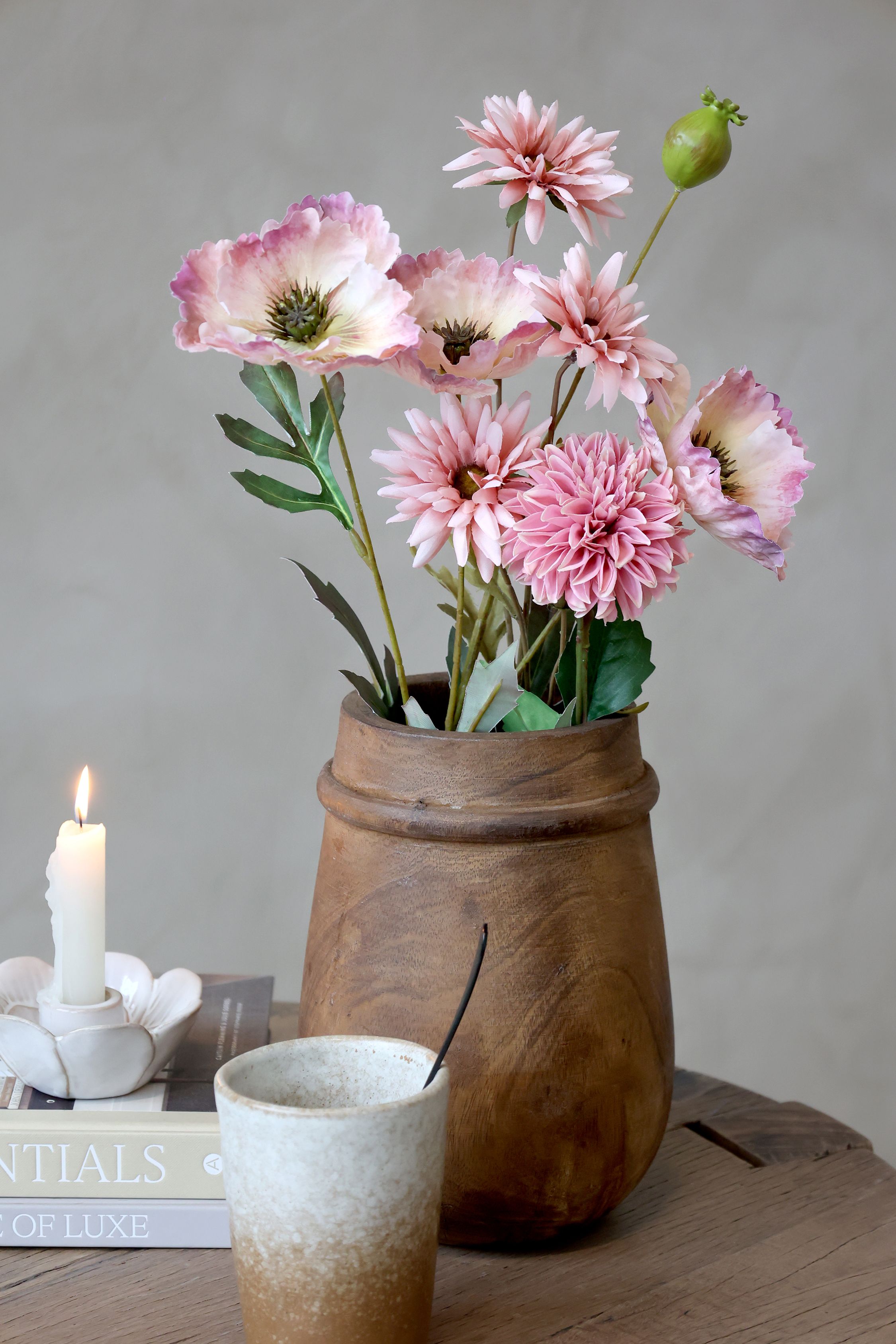 Grimaud Vase aus Recyclingholz, 23 cm hoch, natur