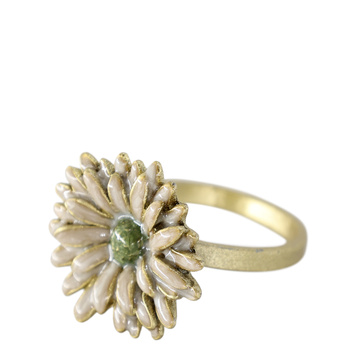 Serviettenring mit Blumen, Zinklegierung, creme, 4 cm