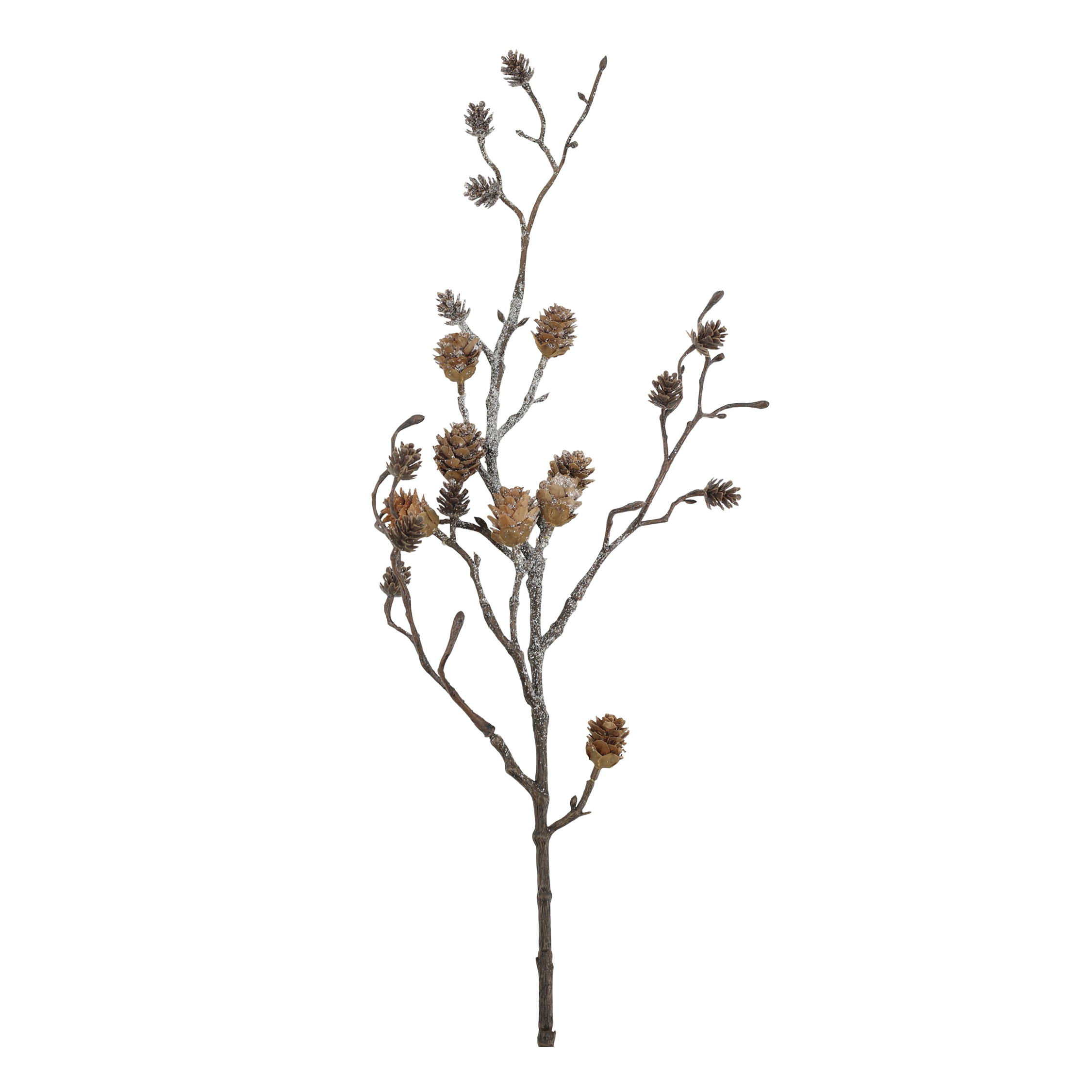 Dekoblume mit Tannenzapfen und Glitzer, 80 cm