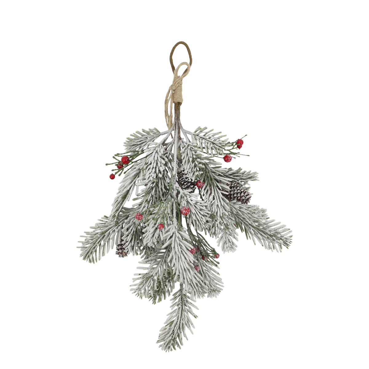 Tannenbaum mit Schnee und Beeren – Deko-Zweig, 46 cm