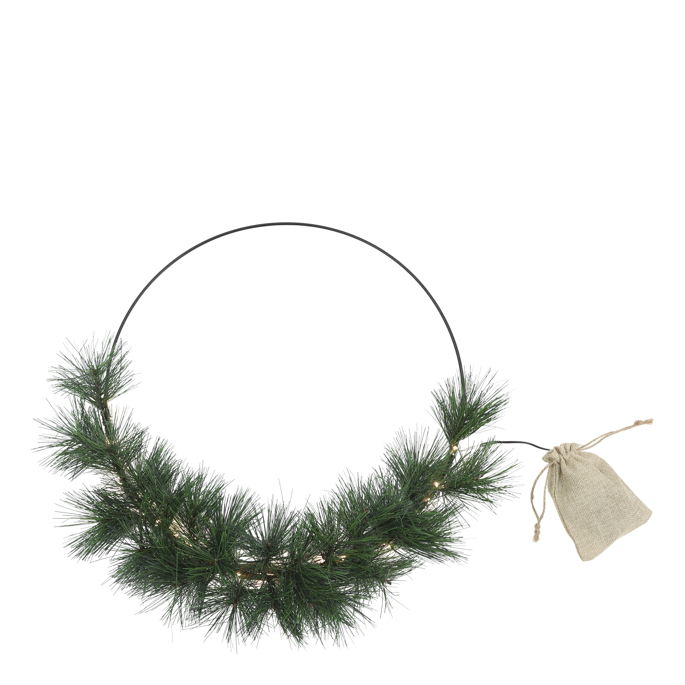 Fleur Kranz mit Tannen und LED, 50 cm, grün