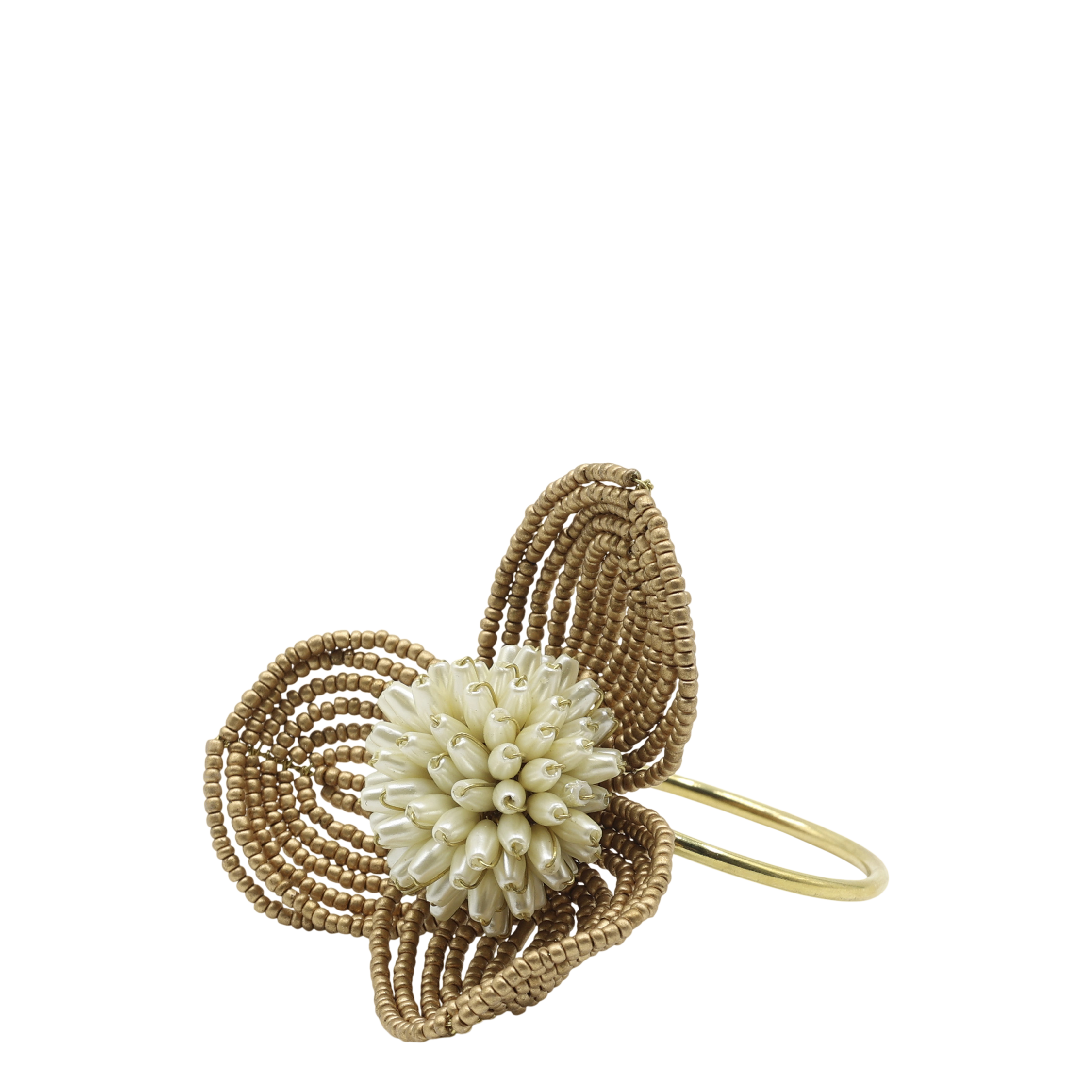 Napkin Ring w. pearls H7.5/D7.5 cm champagne