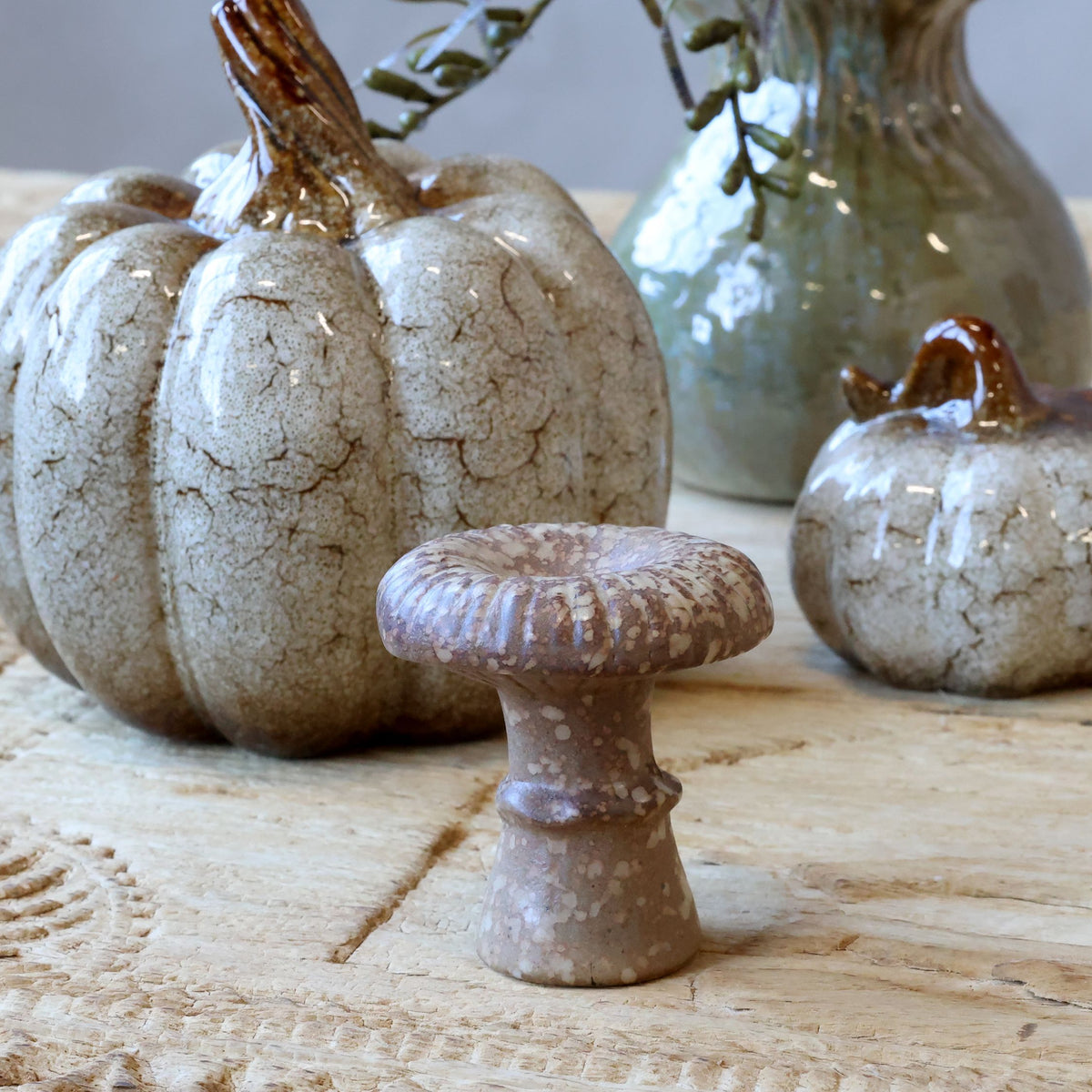 Keramik Pilz Deko mokka 7 cm hoch