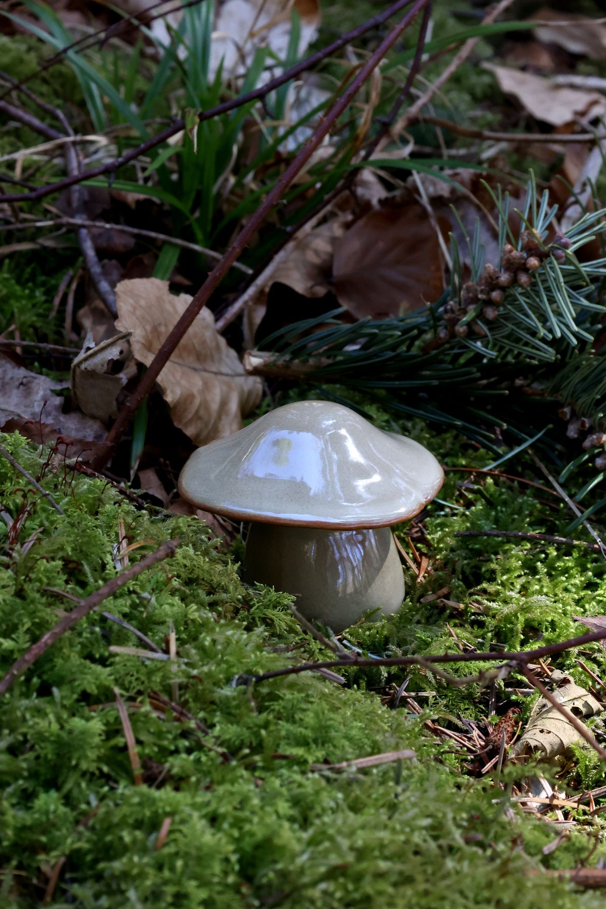 Keramik Pilz Deko 7 cm hoch – Landhausstil