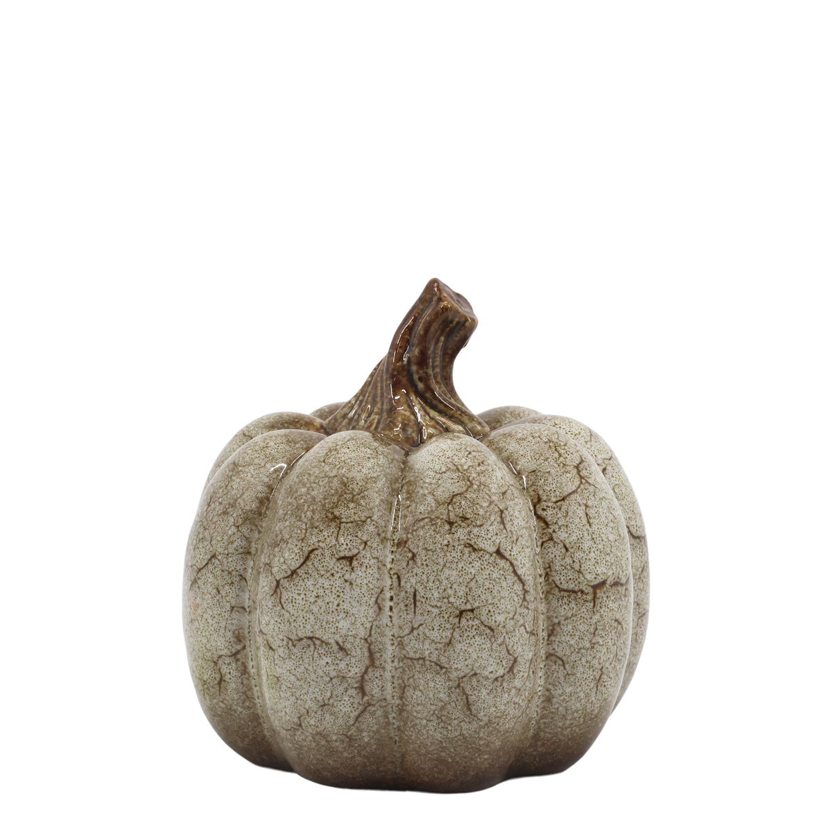 Kürbis Deko aus Keramik in Antique Weiß, 15 cm